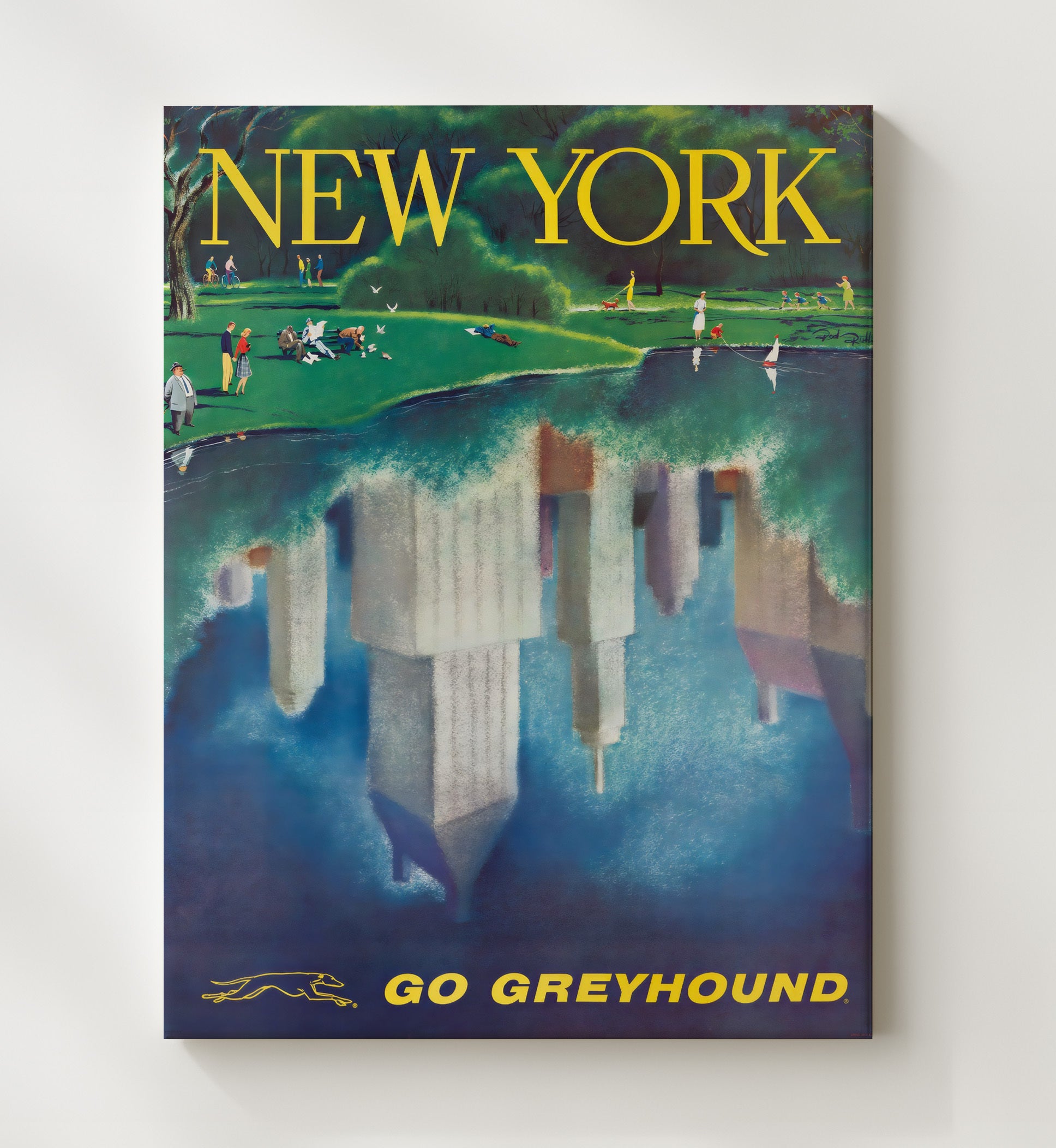 New York Greyhound Vintage Travel Print 20x24 Canvas travel wall art print