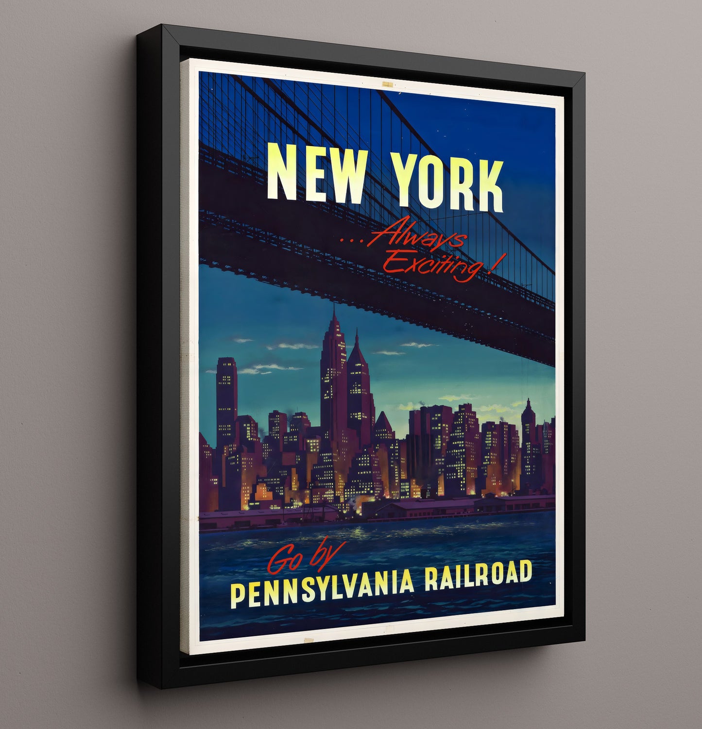 New York Pennsylvania Railroad Vintage Travel Print 16x20 Framed Canvas travel wall art print