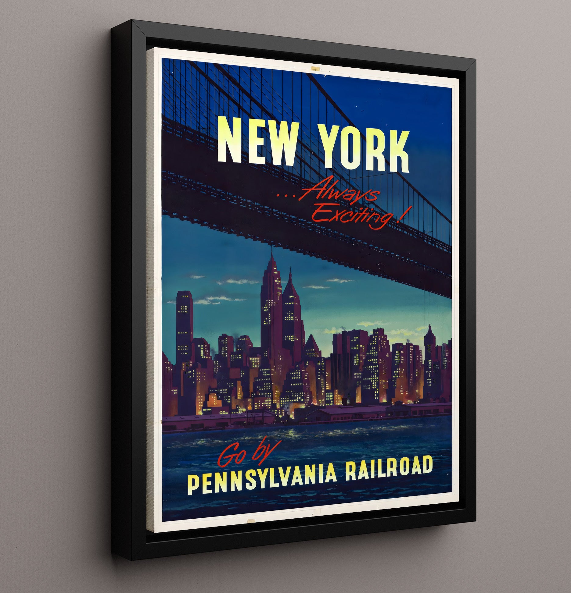 New York Pennsylvania Railroad Vintage Travel Print 16x20 Framed Canvas travel wall art print