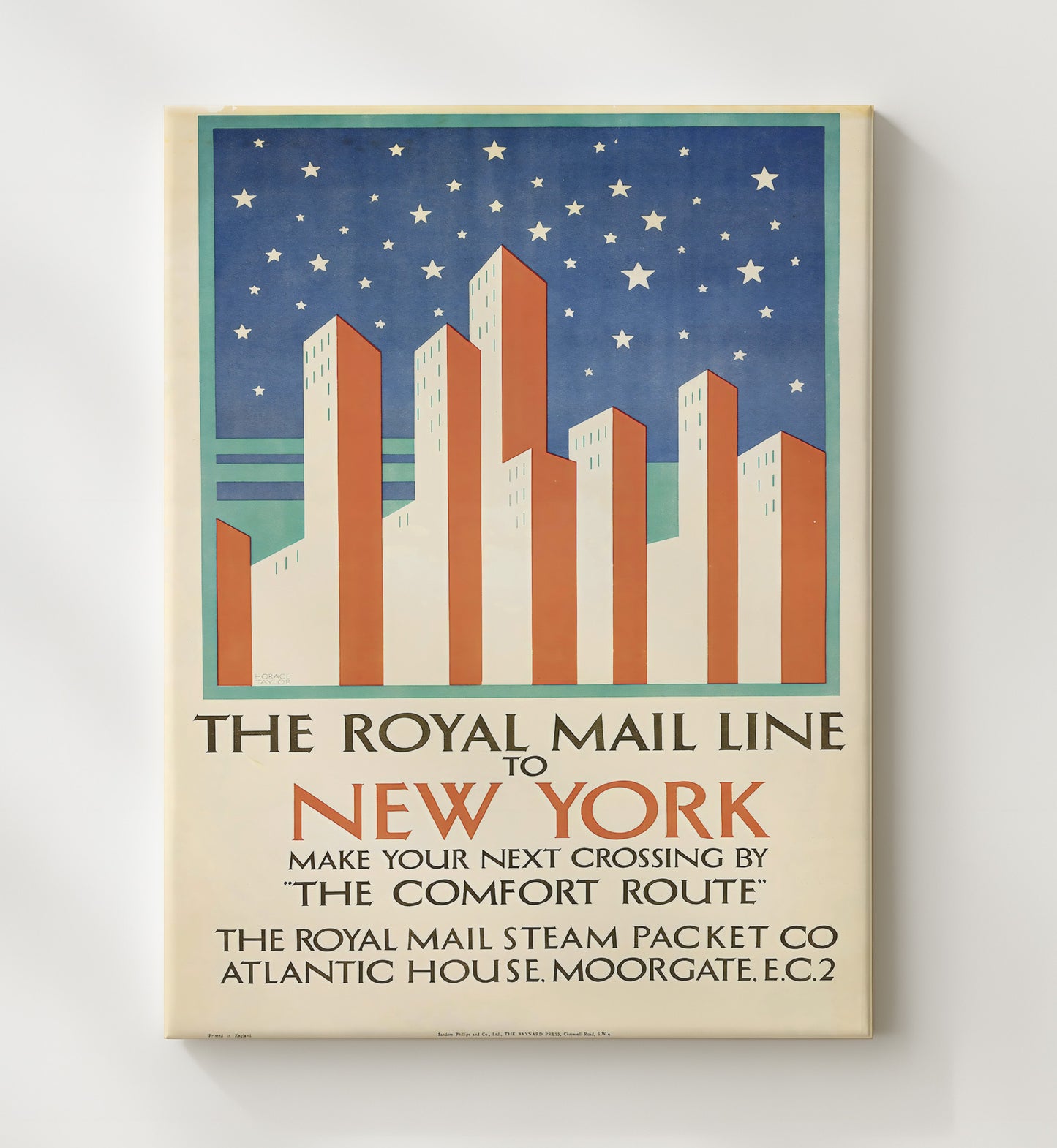 New York Royal Mail Line Vintage Travel Print 20x24 Canvas travel wall art print