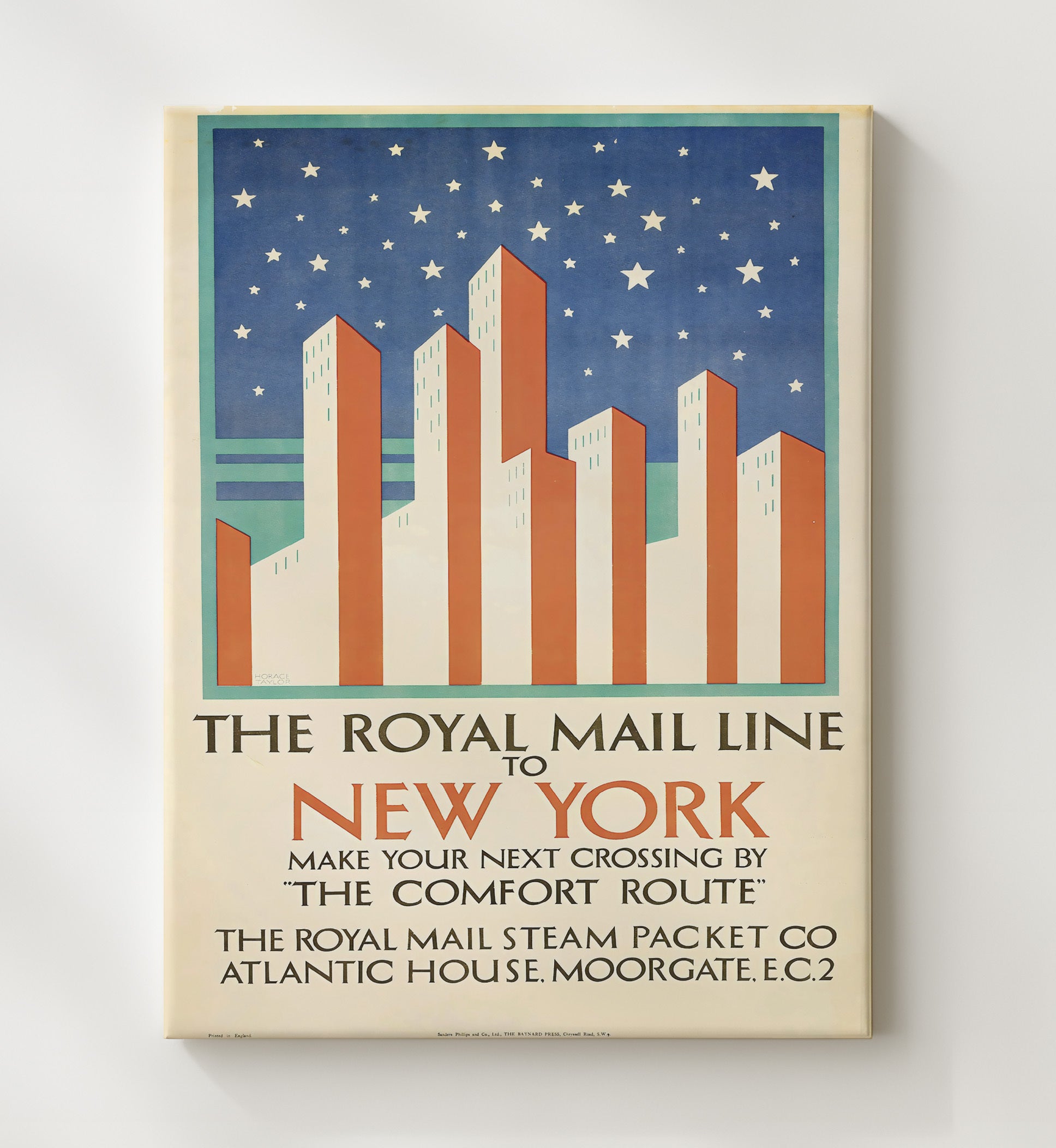 New York Royal Mail Line Vintage Travel Print 20x24 Canvas travel wall art print