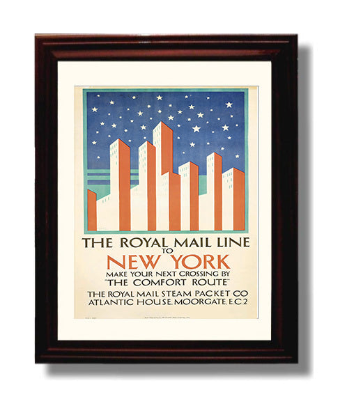 New York Royal Mail Line travel poster wall art 8x10 Canvas