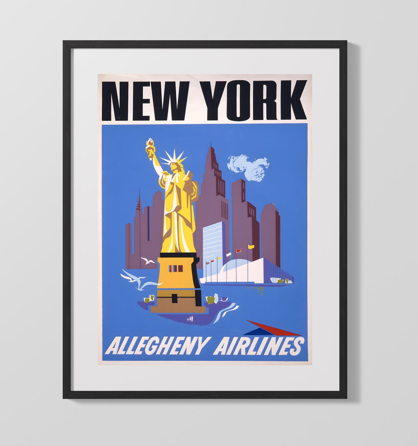 New York Statue of Liberty Vintage Travel Print 16x20 Gallery Frame travel wall art print