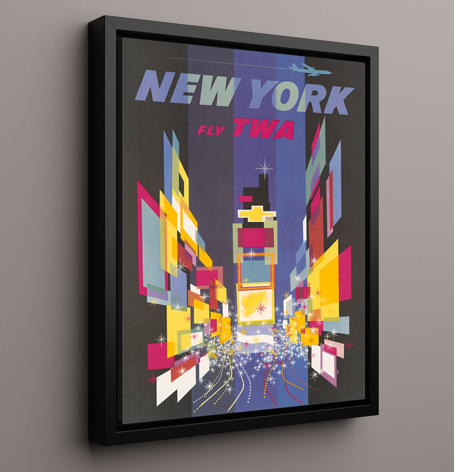 New York TWA Vintage Travel Print 16x20 Framed Canvas travel wall art print
