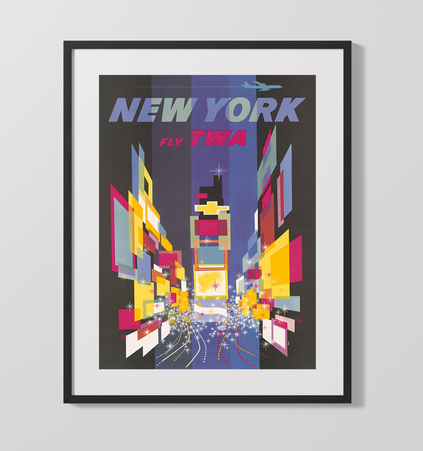 New York TWA Vintage Travel Print 16x20 Gallery Frame travel wall art print