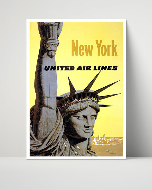 New York United Airlines - Design 1 - Travel - 16x20 Unframed Print