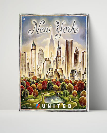 Classic Travel Unframed Poster -  New York - Taxi and Motorcycle Kiss