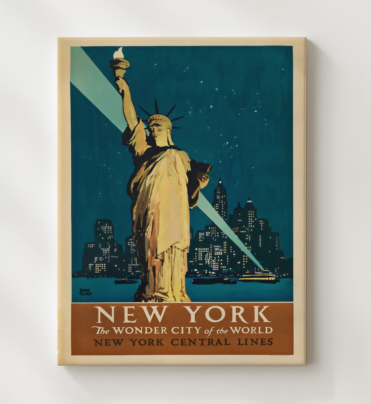 New York Wonder City Vintage Travel Print 20x24 Canvas travel wall art print