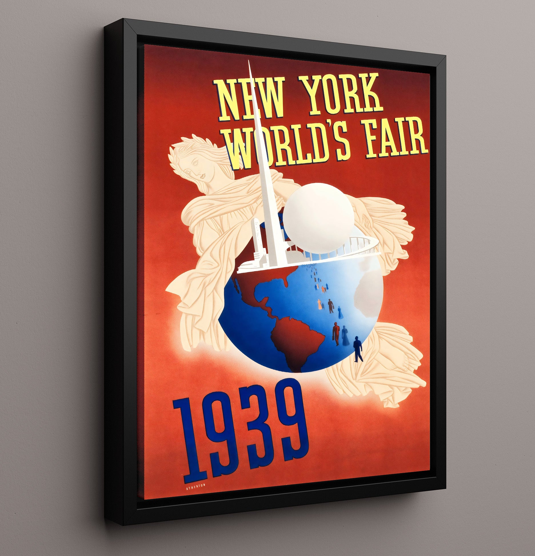 New York Worlds Fair 1939 Vintage Travel Print 16x20 Framed Canvas travel wall art print