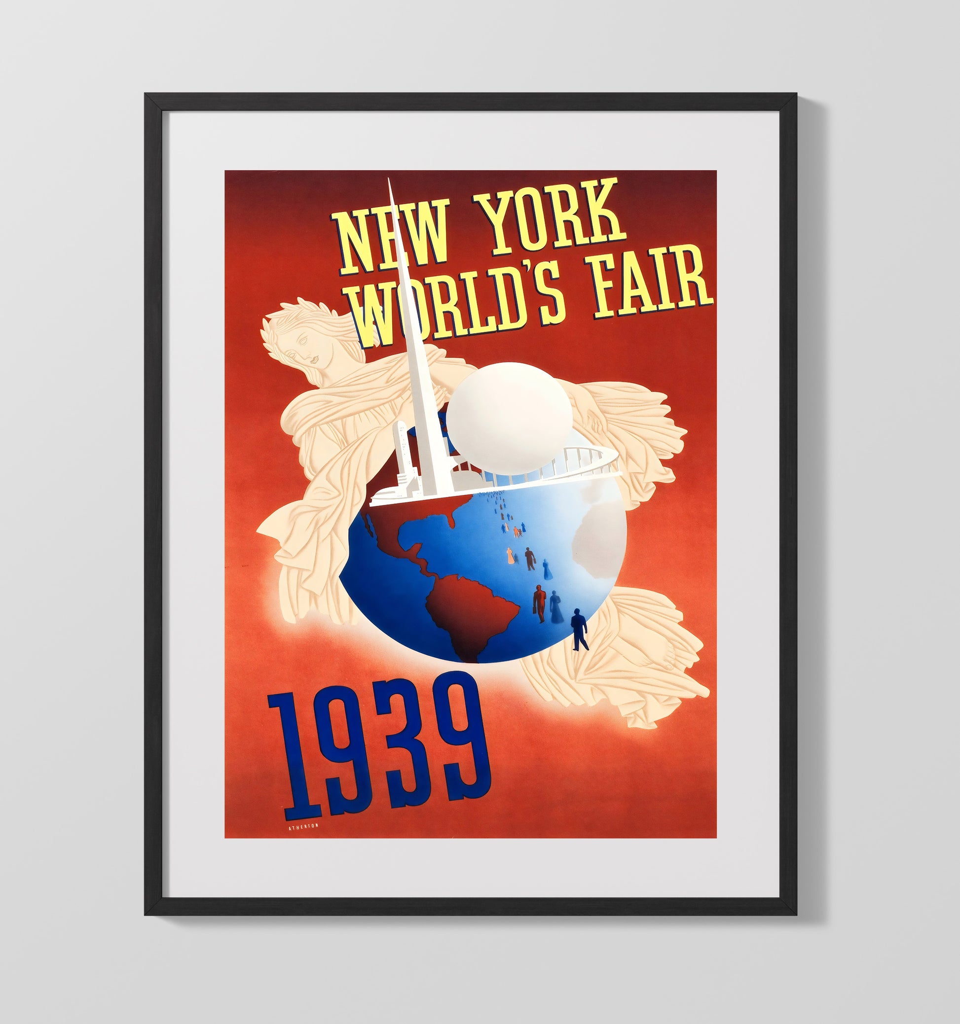 New York Worlds Fair 1939 Vintage Travel Print 16x20 Gallery Frame travel wall art print