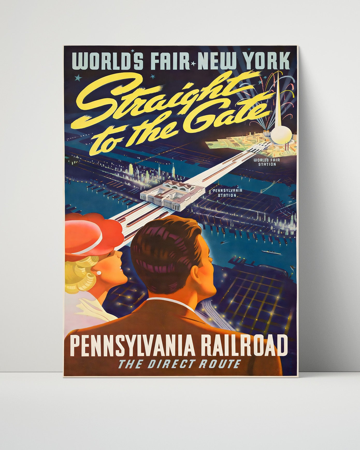 New York Worlds Fair Pennsylvania Railroad Vintage Travel Print 16x20 Unframed Print travel wall art print