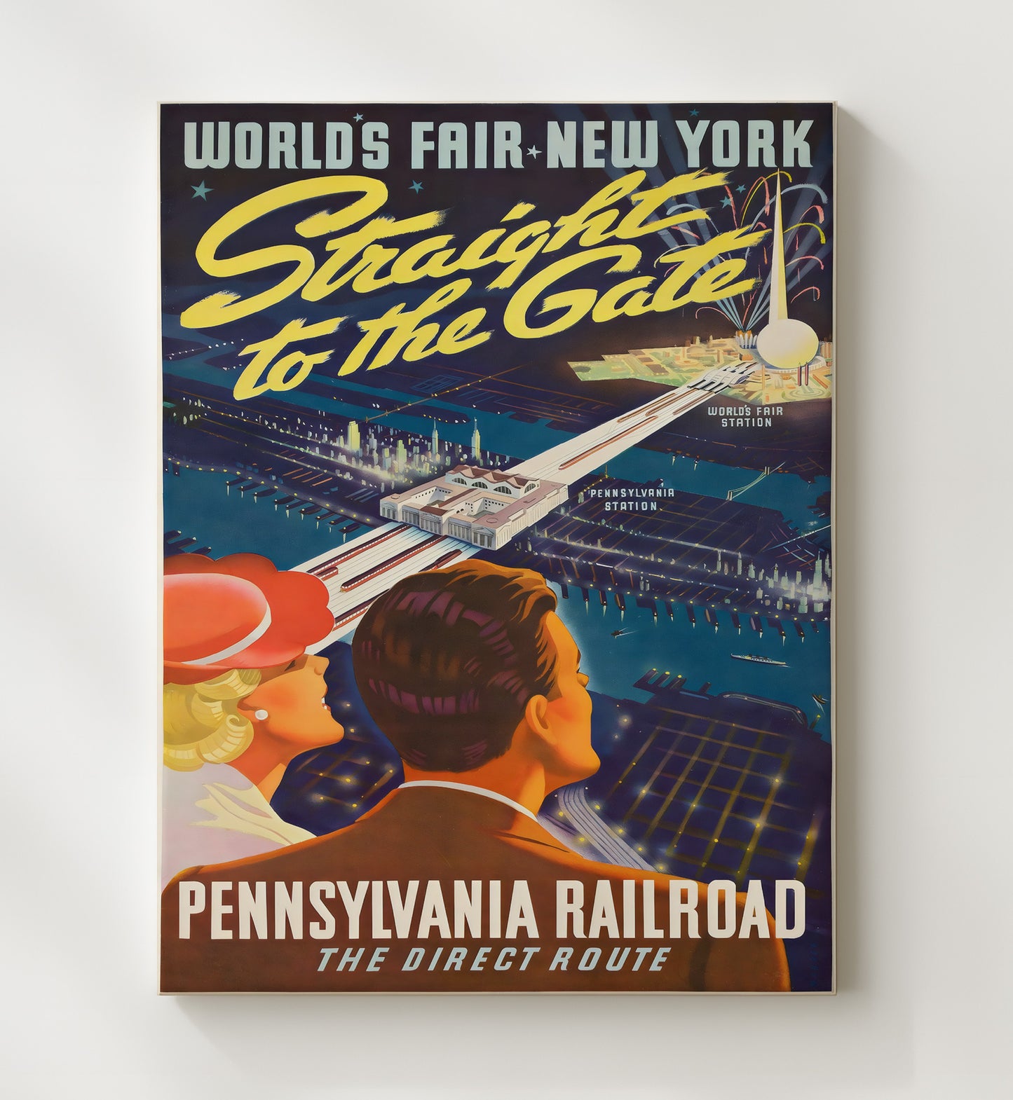 New York Worlds Fair Pennsylvania Railroad Vintage Travel Print 20x24 Canvas travel wall art print