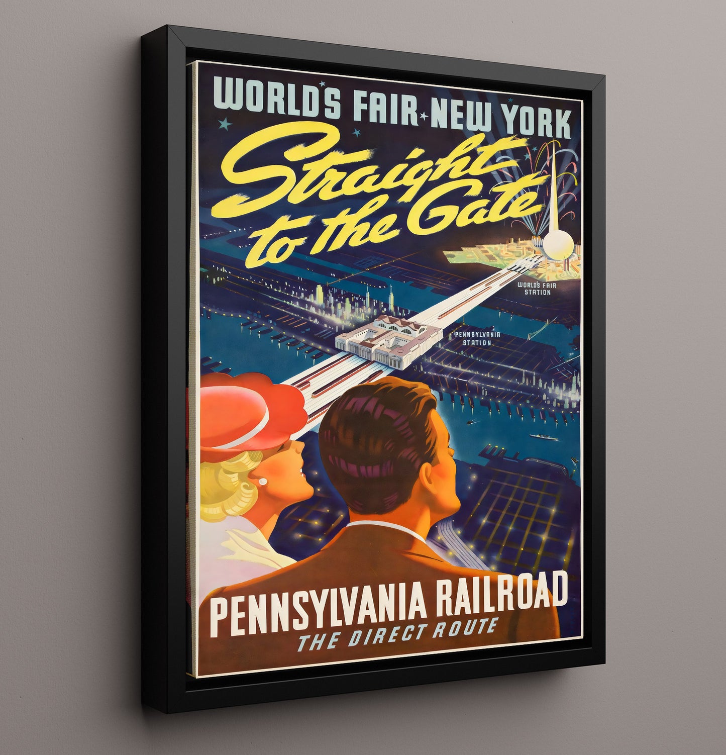 New York Worlds Fair Pennsylvania Railroad Vintage Travel Print 16x20 Framed Canvas travel wall art print