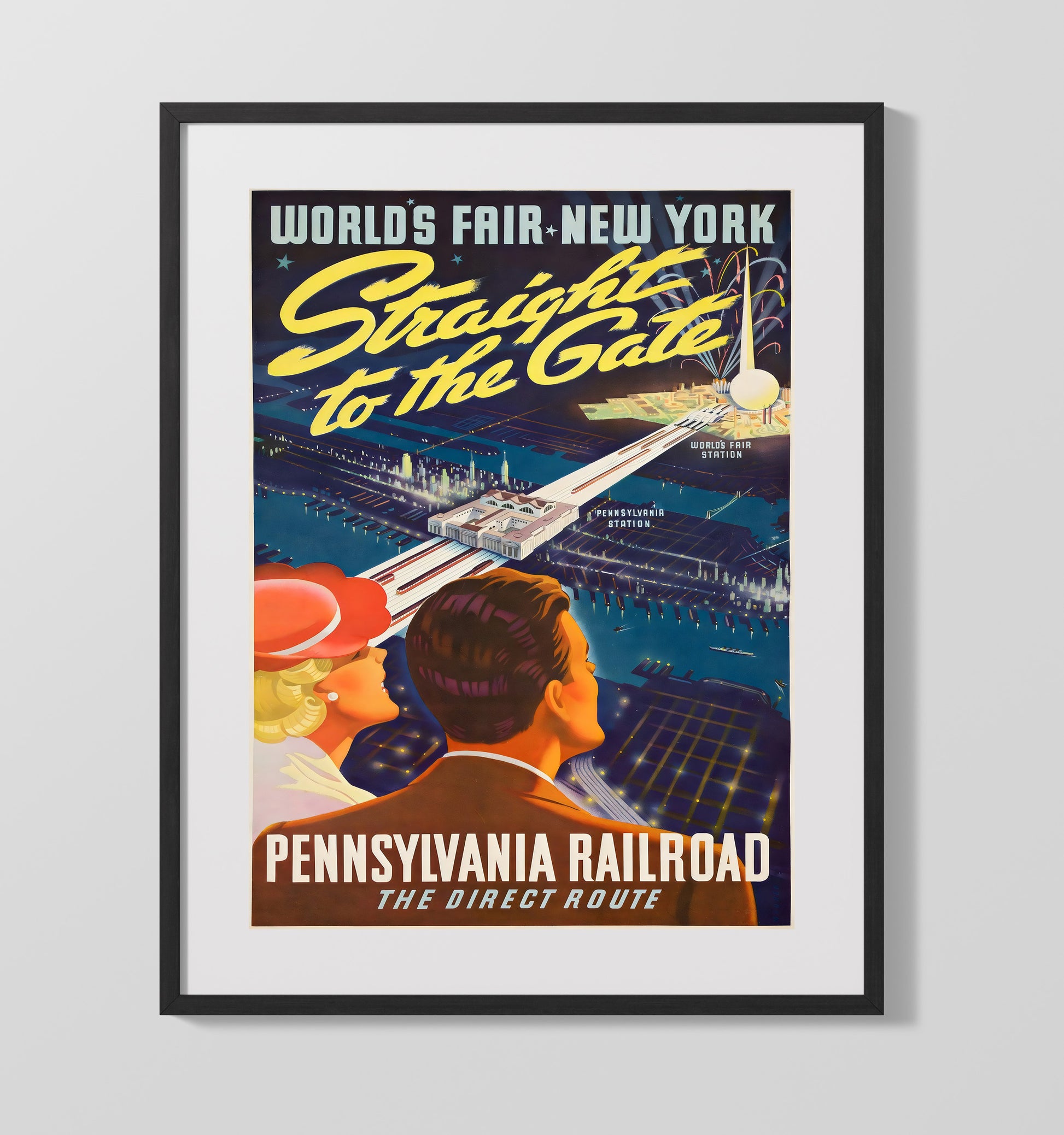 New York Worlds Fair Pennsylvania Railroad Vintage Travel Print 16x20 Gallery Frame travel wall art print