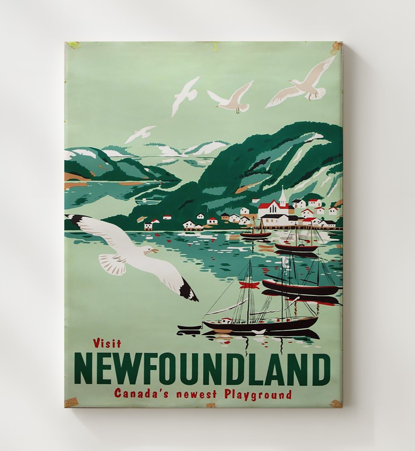 Newfoundland Canada Playground Vintage Travel Print 20x24 Canvas travel wall art print