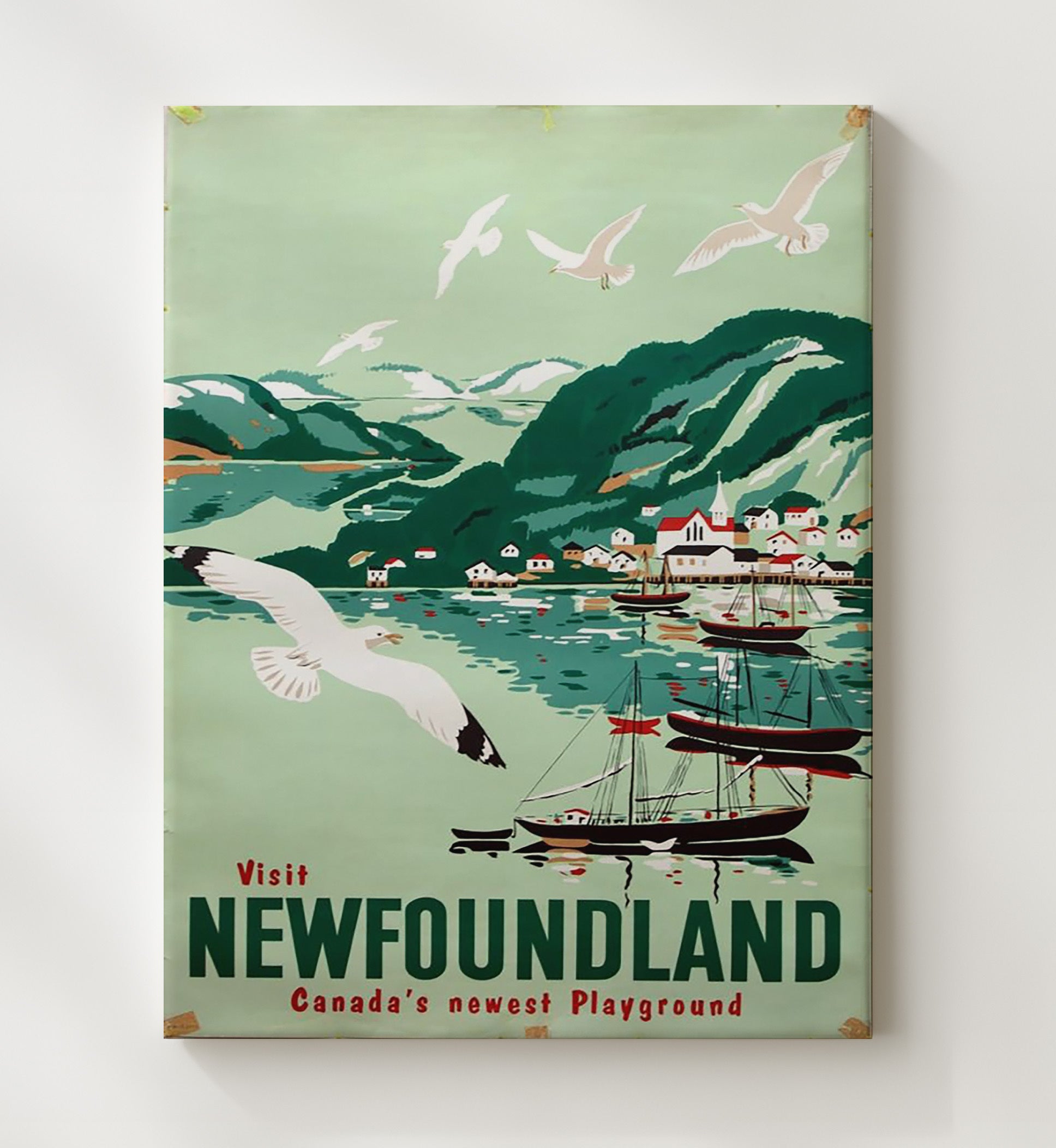 Newfoundland Canada Playground Vintage Travel Print 20x24 Canvas travel wall art print