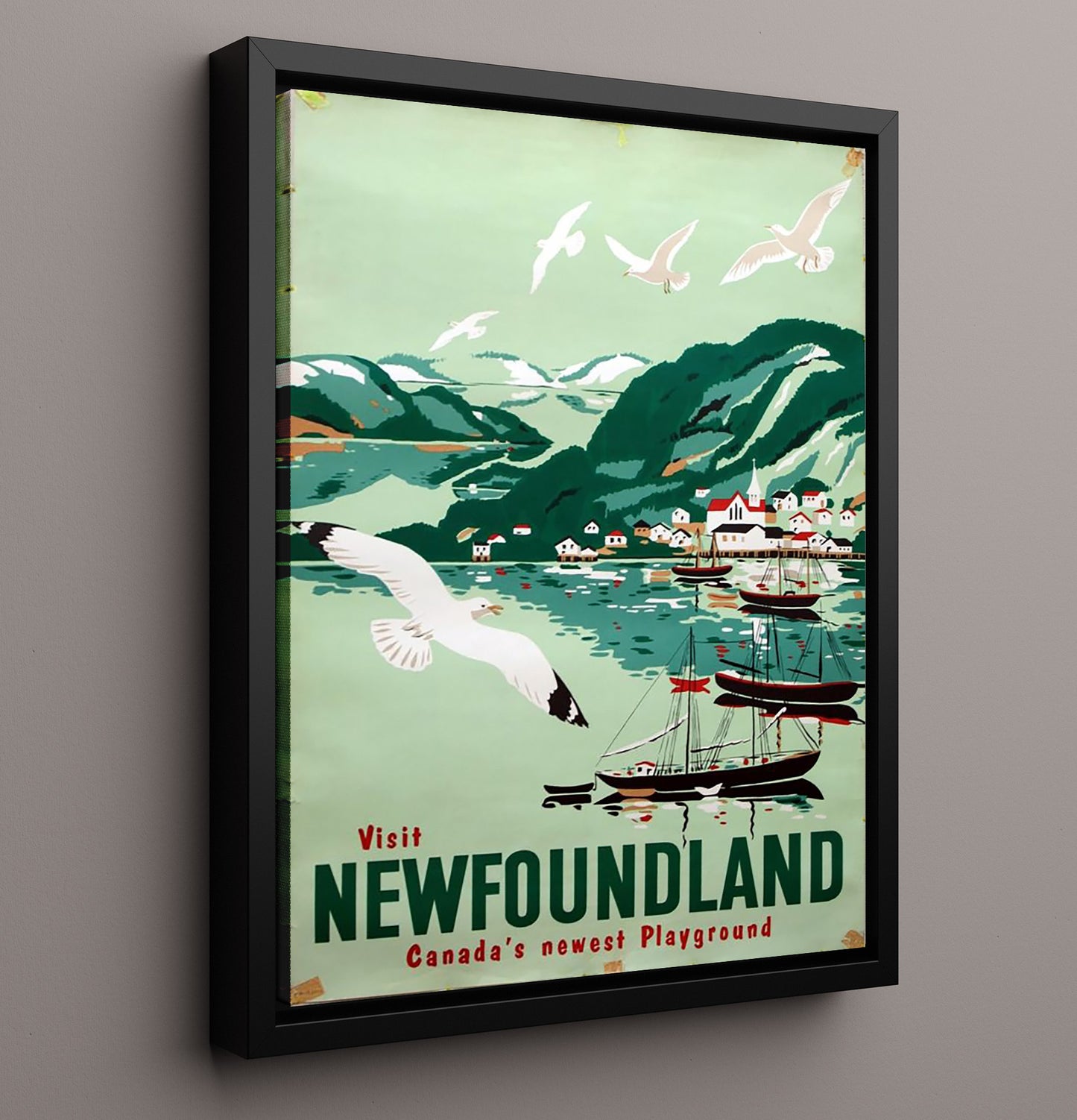 Newfoundland Canada Playground Vintage Travel Print 16x20 Framed Canvas travel wall art print