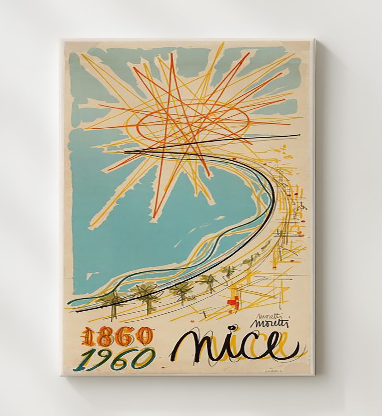 Nice 100 Year Anniversary Vintage Travel Print 20x24 Canvas travel wall art print