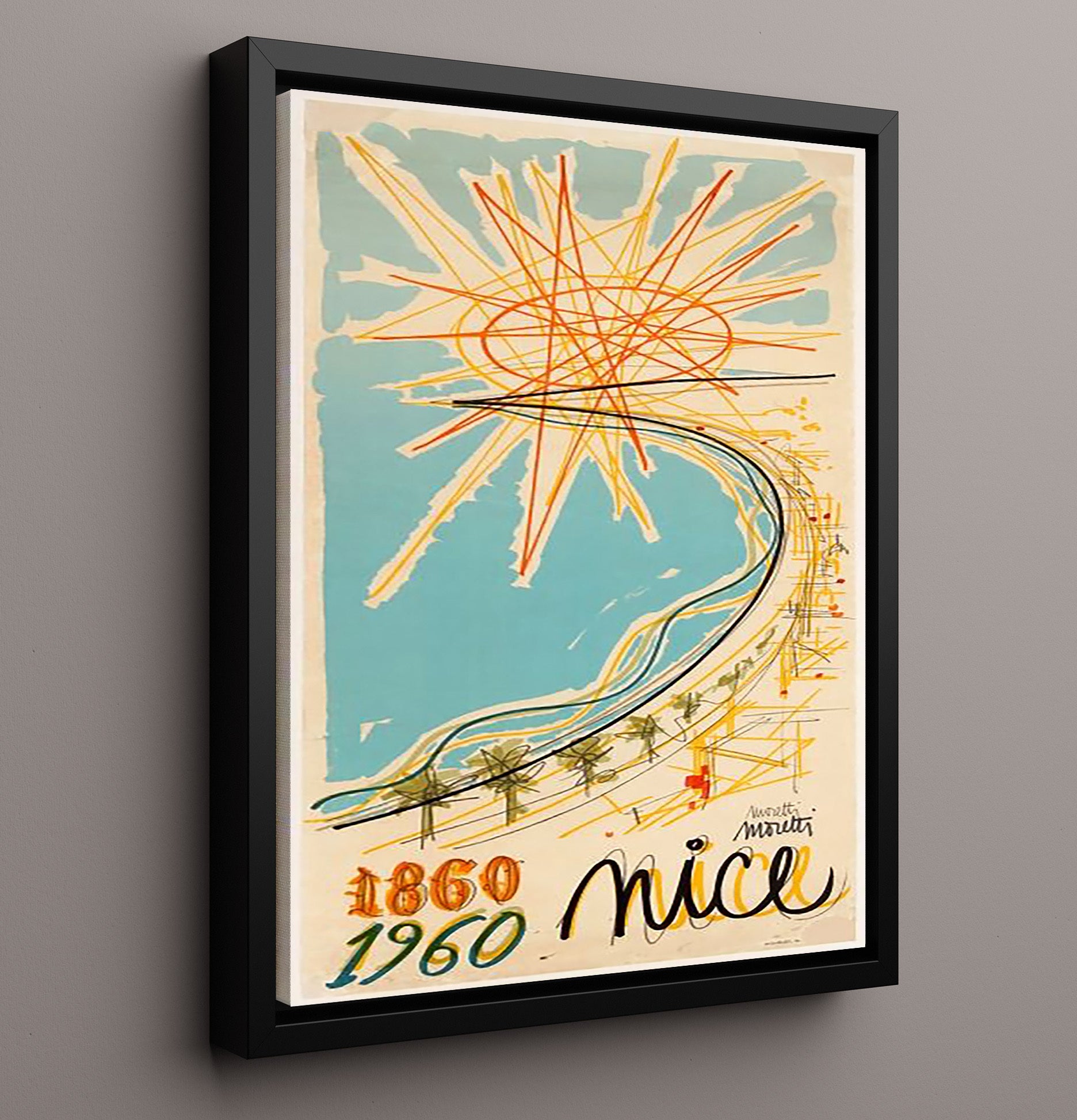 Nice 100 Year Anniversary Vintage Travel Print 16x20 Framed Canvas travel wall art print