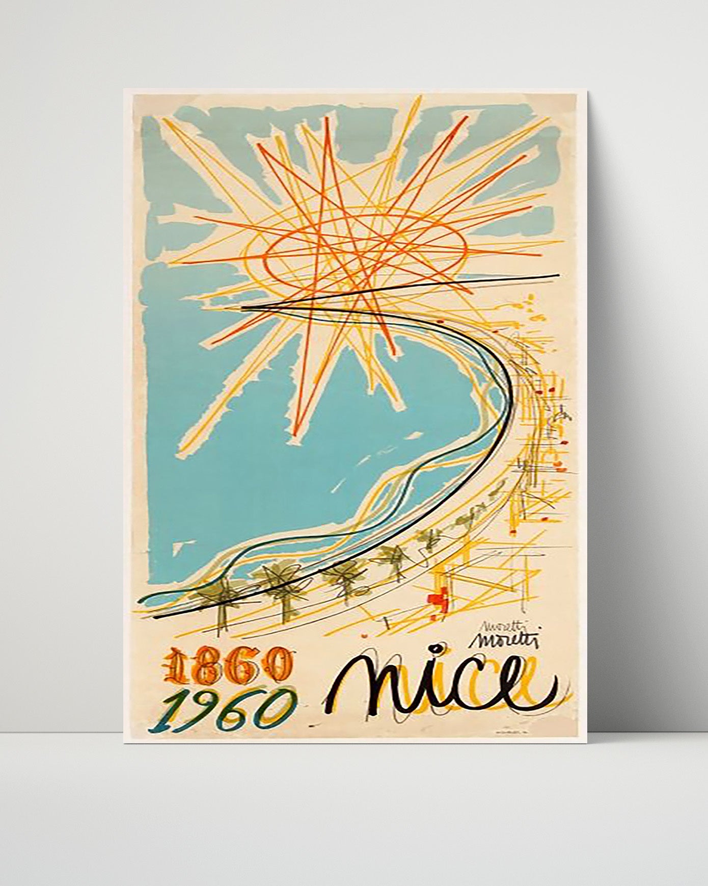 Nice 100 Year Anniversary Vintage Travel Print 16x20 Unframed Print travel wall art print