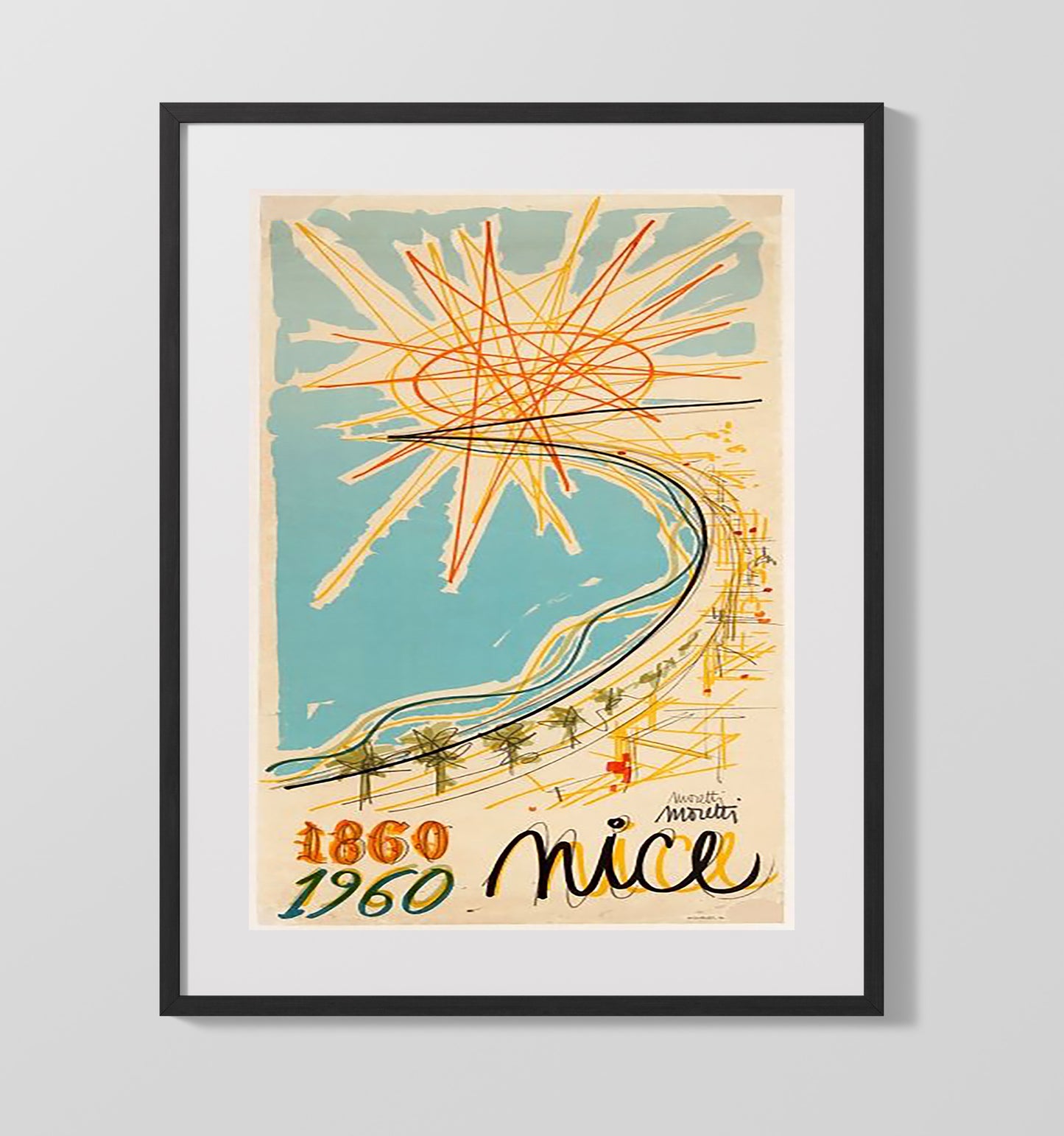 Nice 100 Year Anniversary Vintage Travel Print 16x20 Gallery Frame travel wall art print