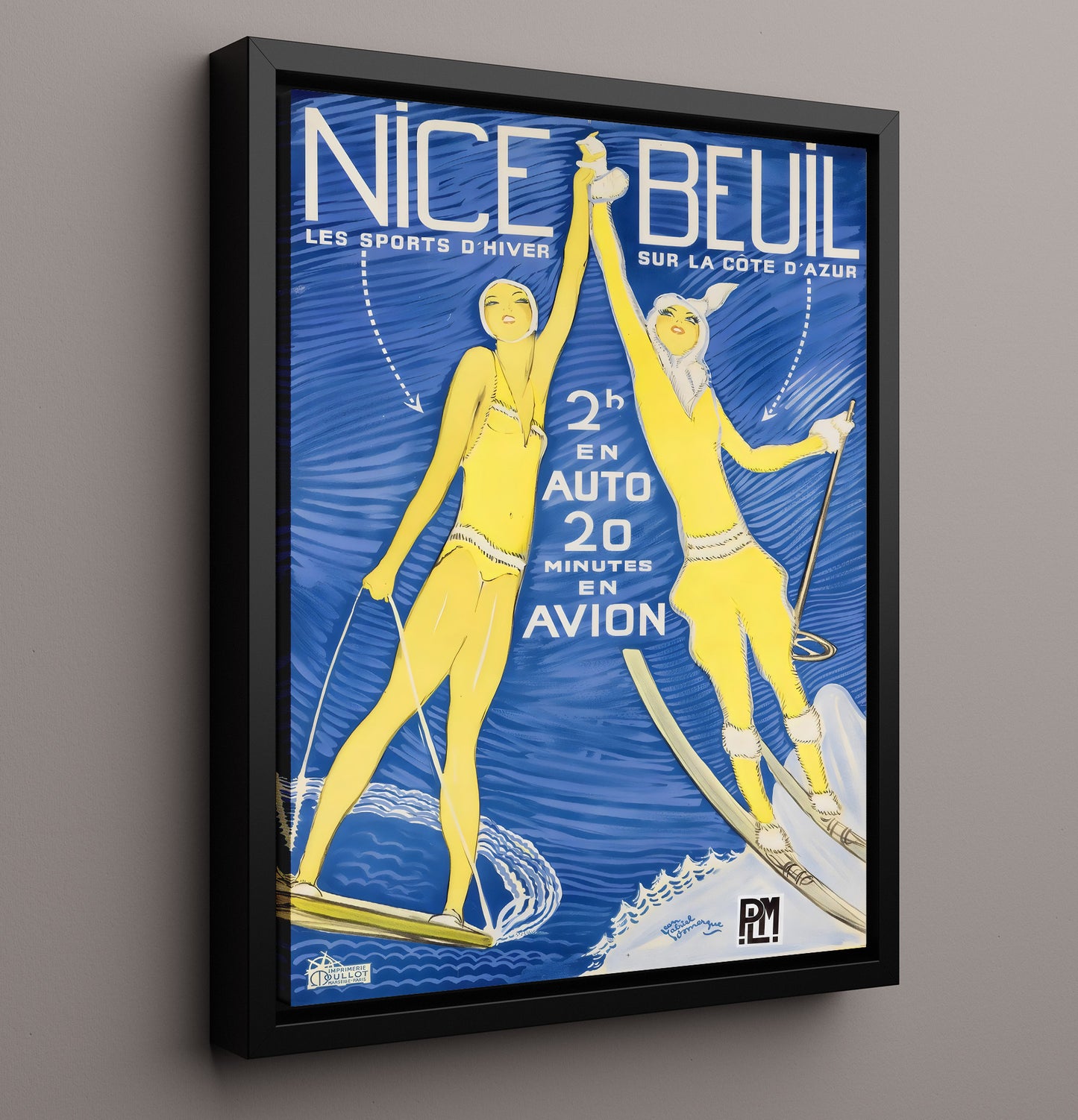 Nice Beuil Winter Sports Vintage Travel Print 16x20 Framed Canvas travel wall art print
