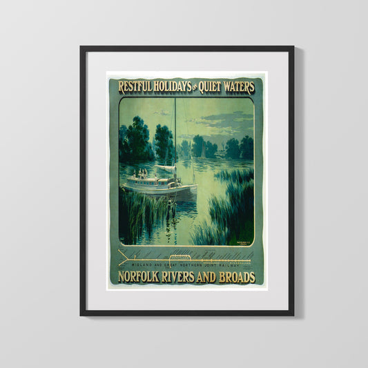 Classic Travel Poster - Norfolk - Rivers and Broads