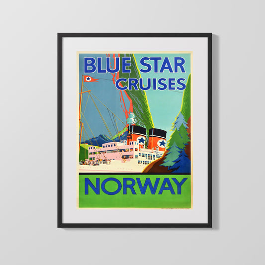 Classic Travel Poster - Norway - Blue Star Cruises