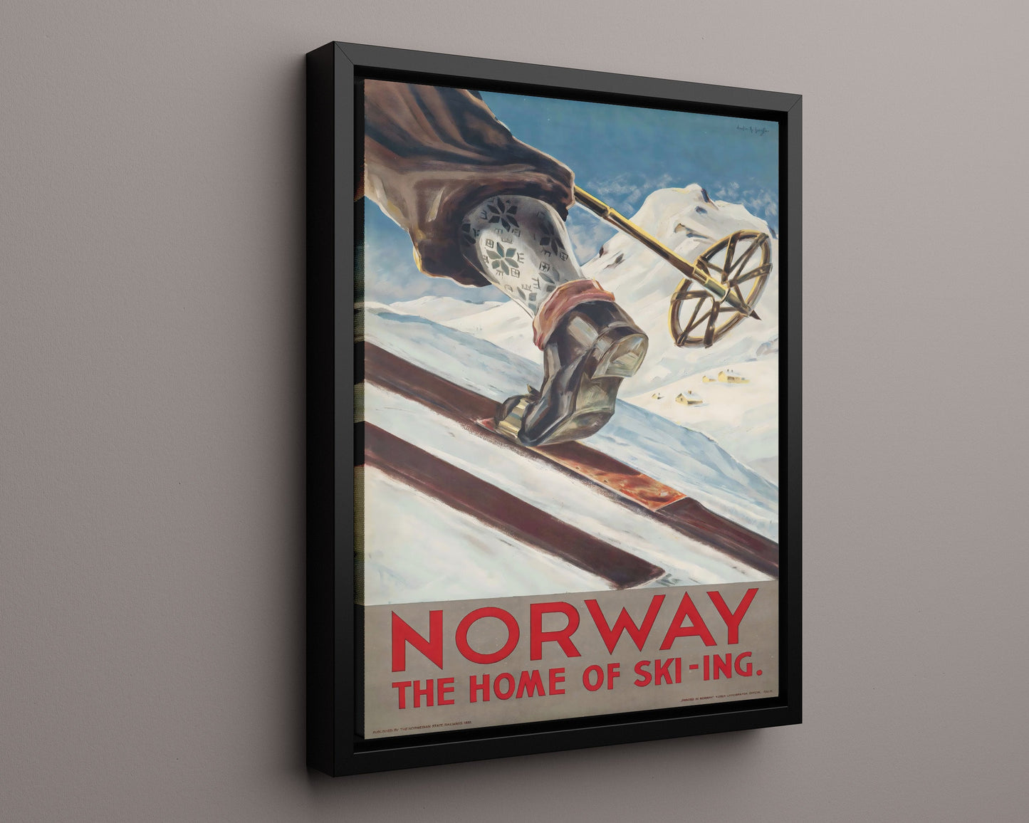Classic Travel Poster - Norway - Home of Skiing