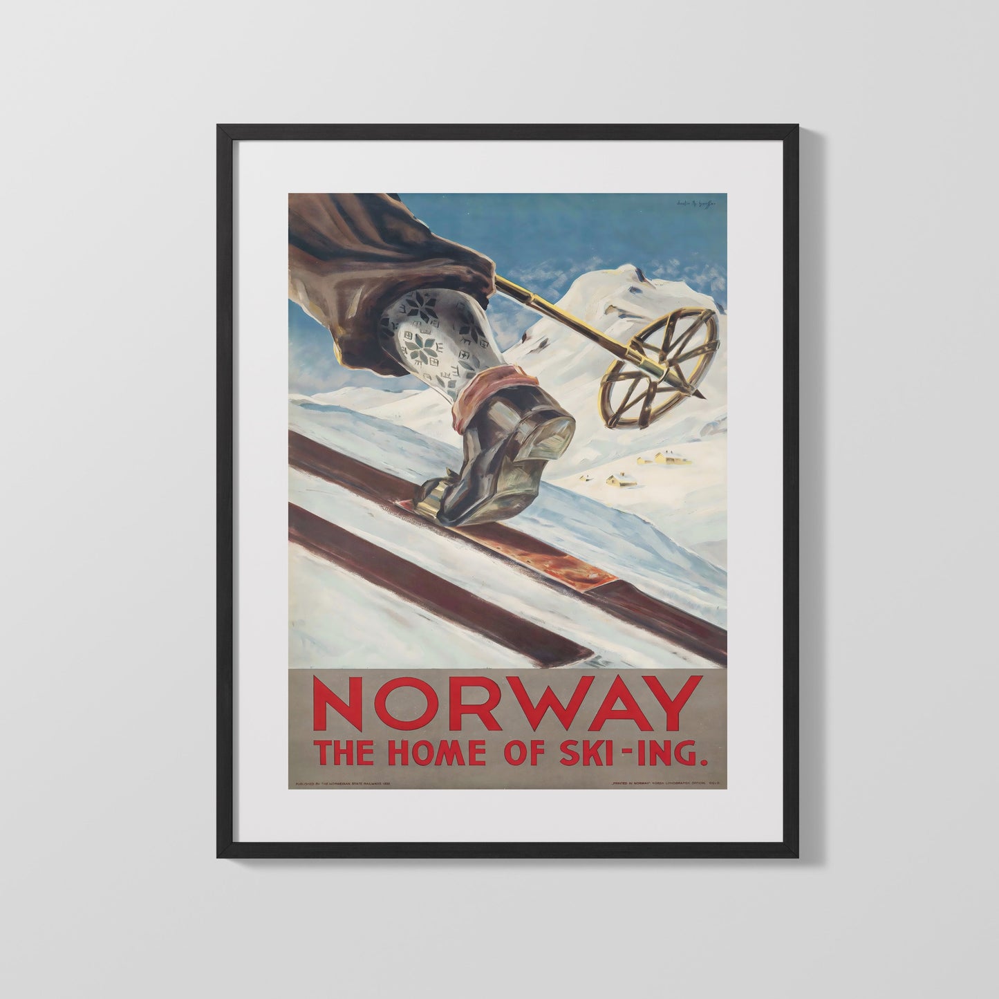 Classic Travel Poster - Norway - Home of Skiing