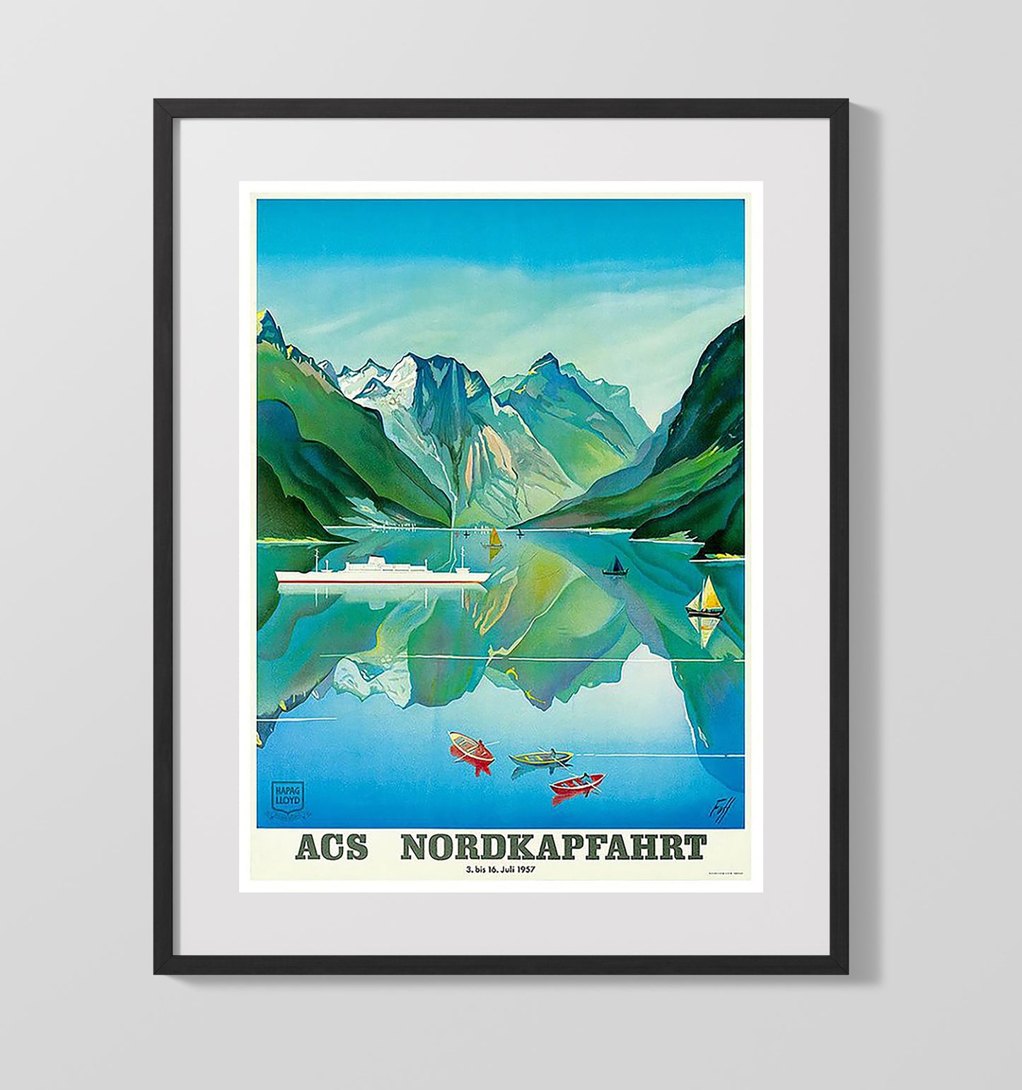 Norway Nordkapp Cruise Poster Vintage Travel Print 16x20 Gallery Frame travel wall art print