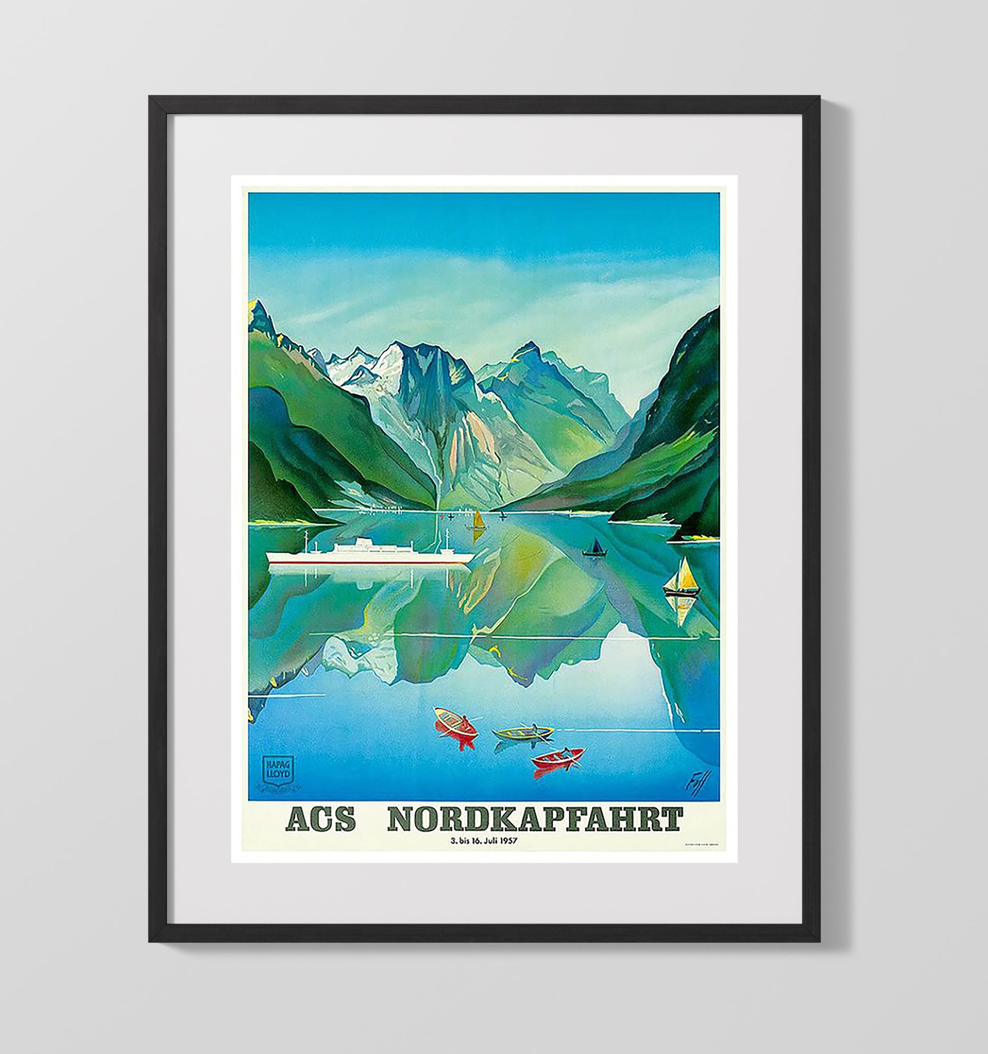 Norway Nordkapp Cruise Poster Vintage Travel Print 16x20 Gallery Frame travel wall art print