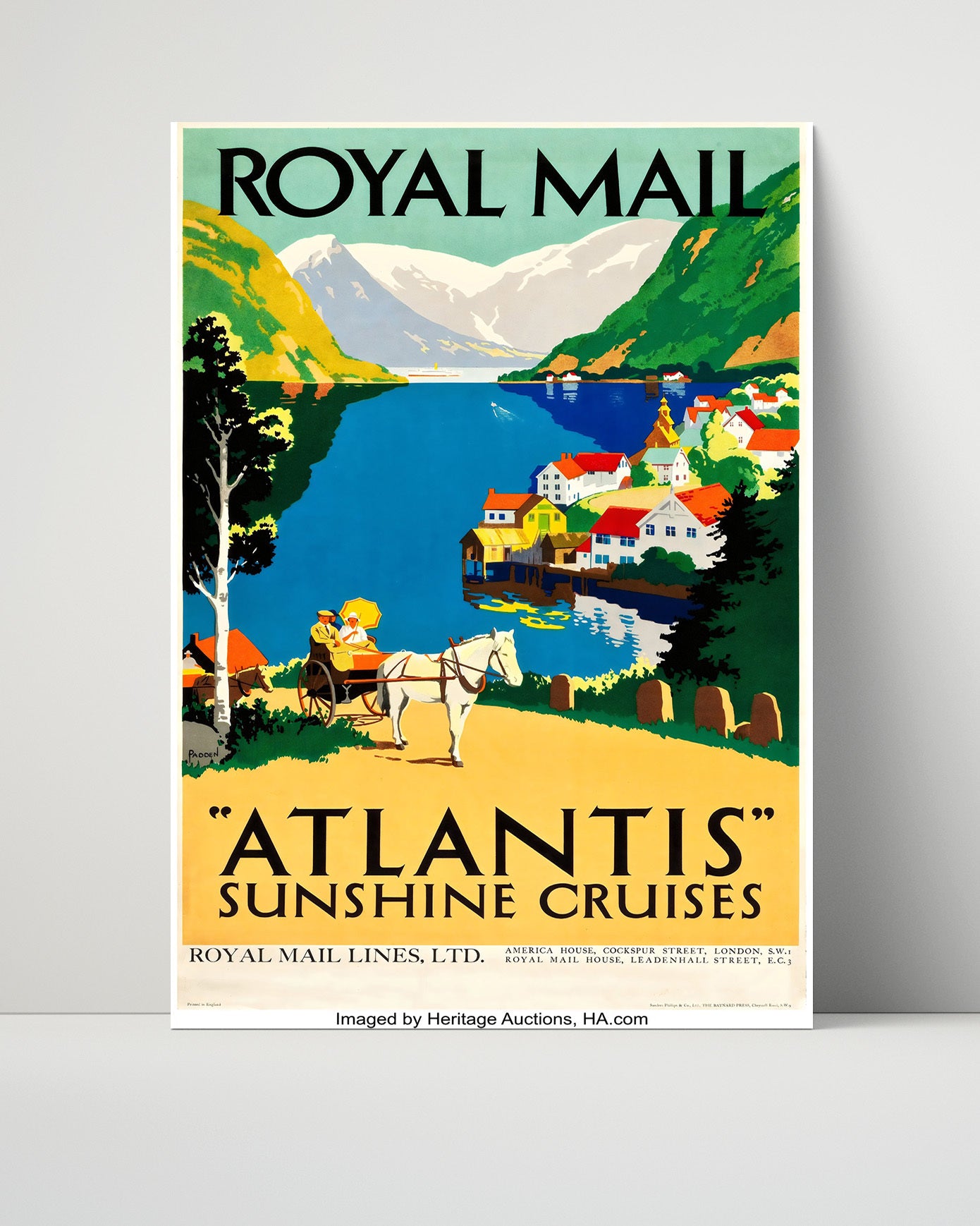 Norway Royal Mail Atlantis Cruises Vintage Travel Print 16x20 Unframed Print travel wall art print