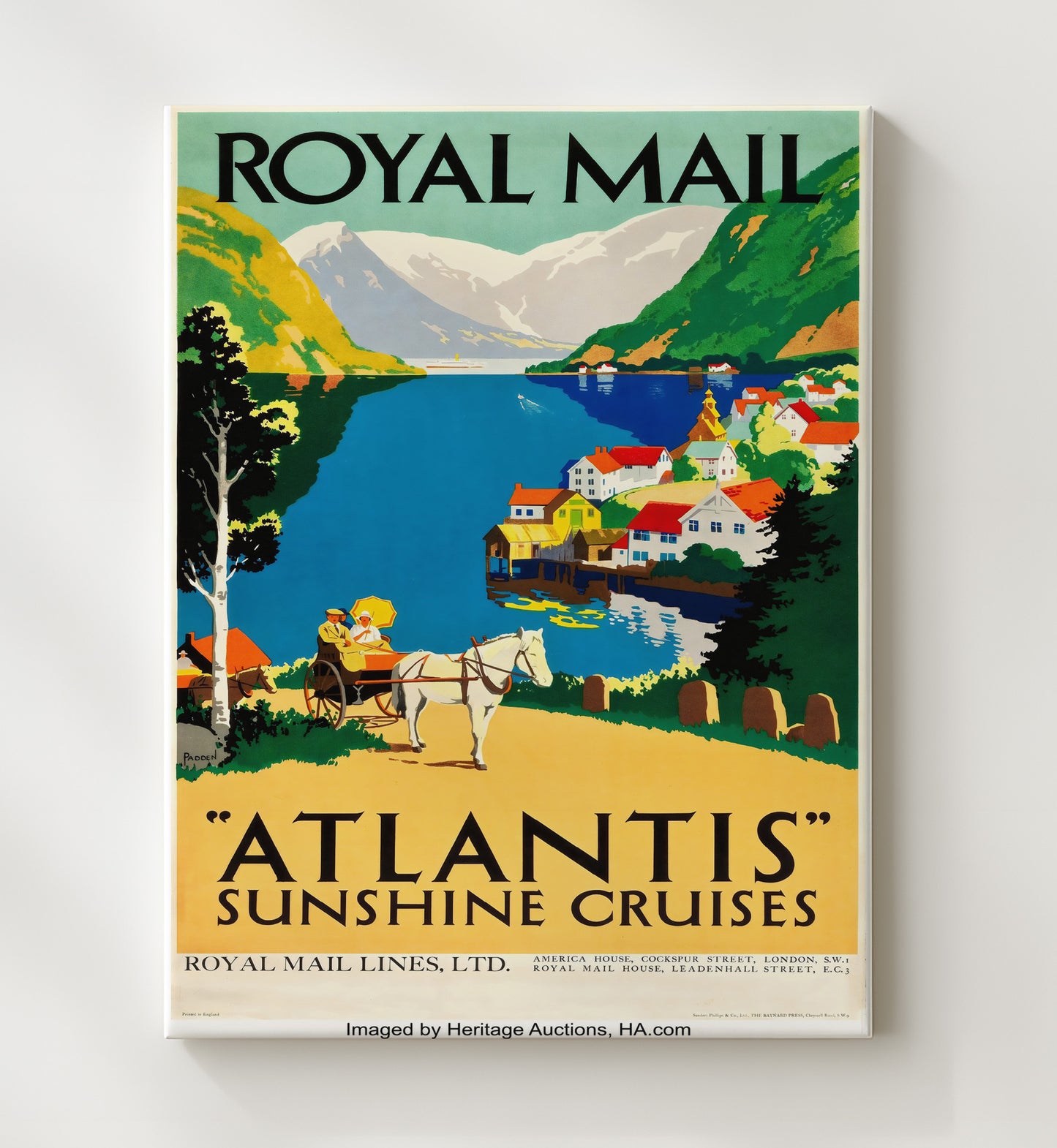 Norway Royal Mail Atlantis Cruises Vintage Travel Print 20x24 Canvas travel wall art print