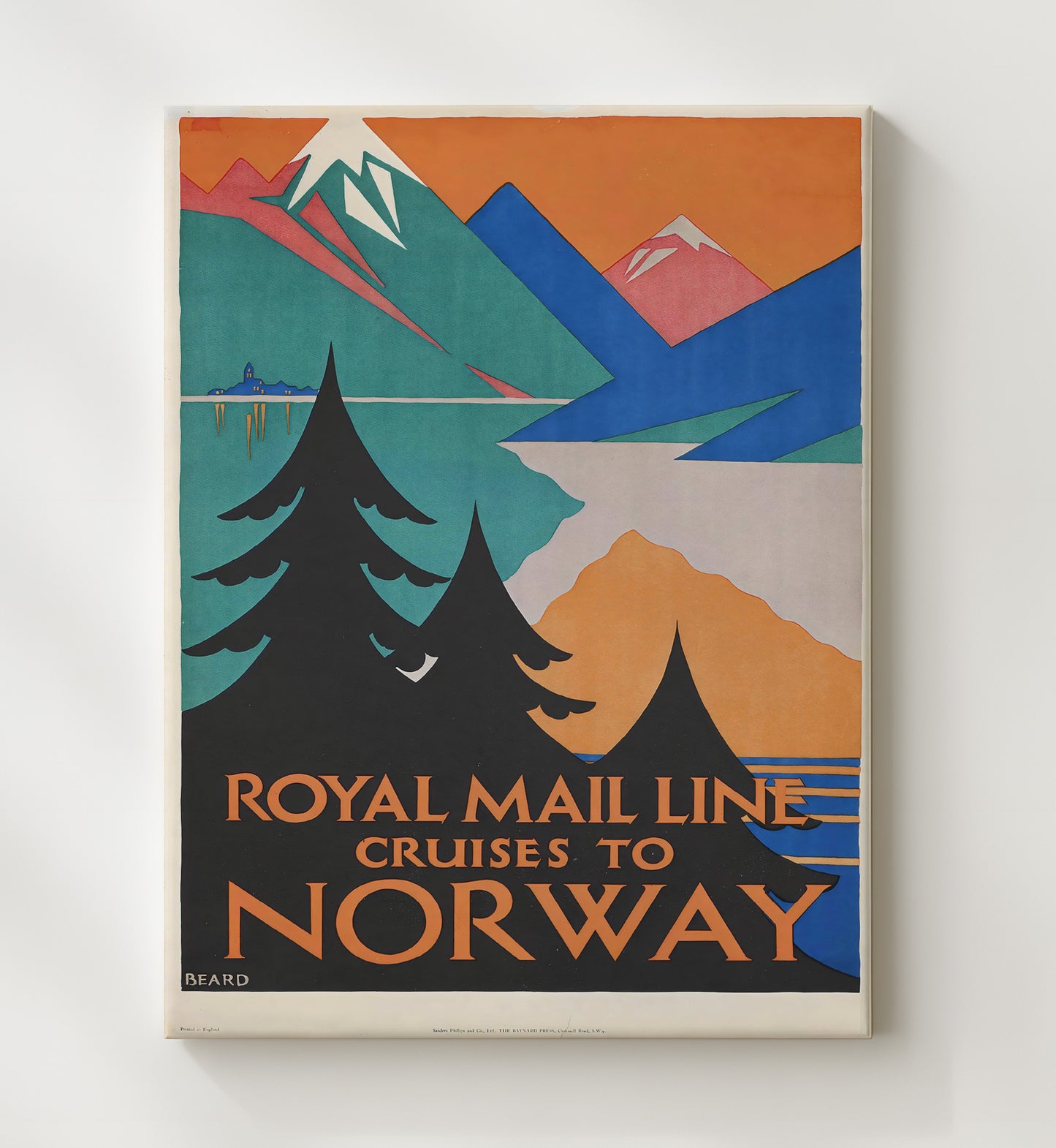 Norway Royal Mail Line Vintage Travel Print 20x24 Canvas travel wall art print