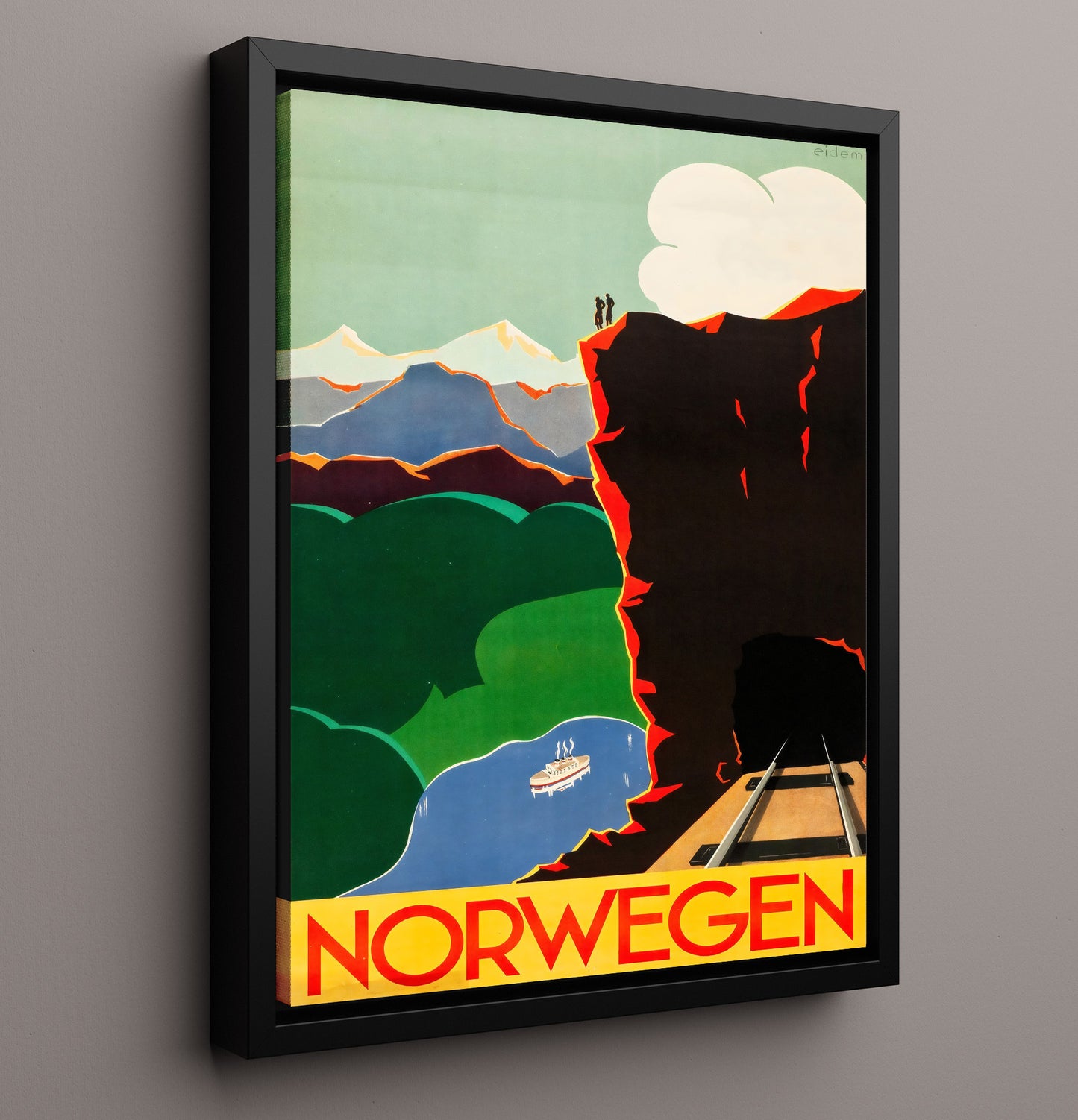 Norway Scenic Railway Vintage Travel Print 16x20 Framed Canvas travel wall art print