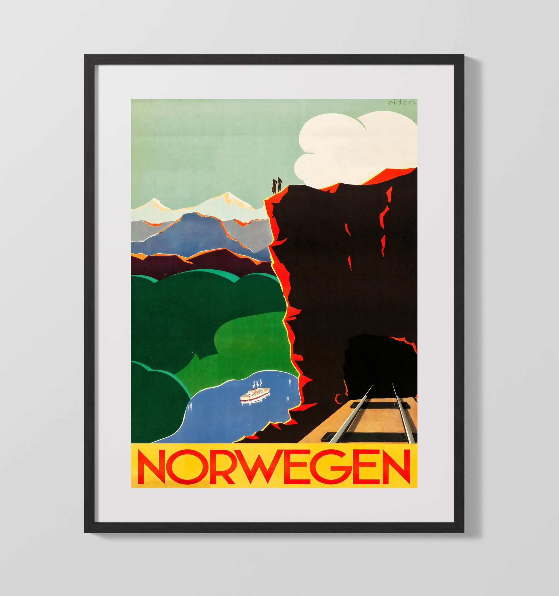 Norway Scenic Railway Vintage Travel Print 16x20 Gallery Frame travel wall art print