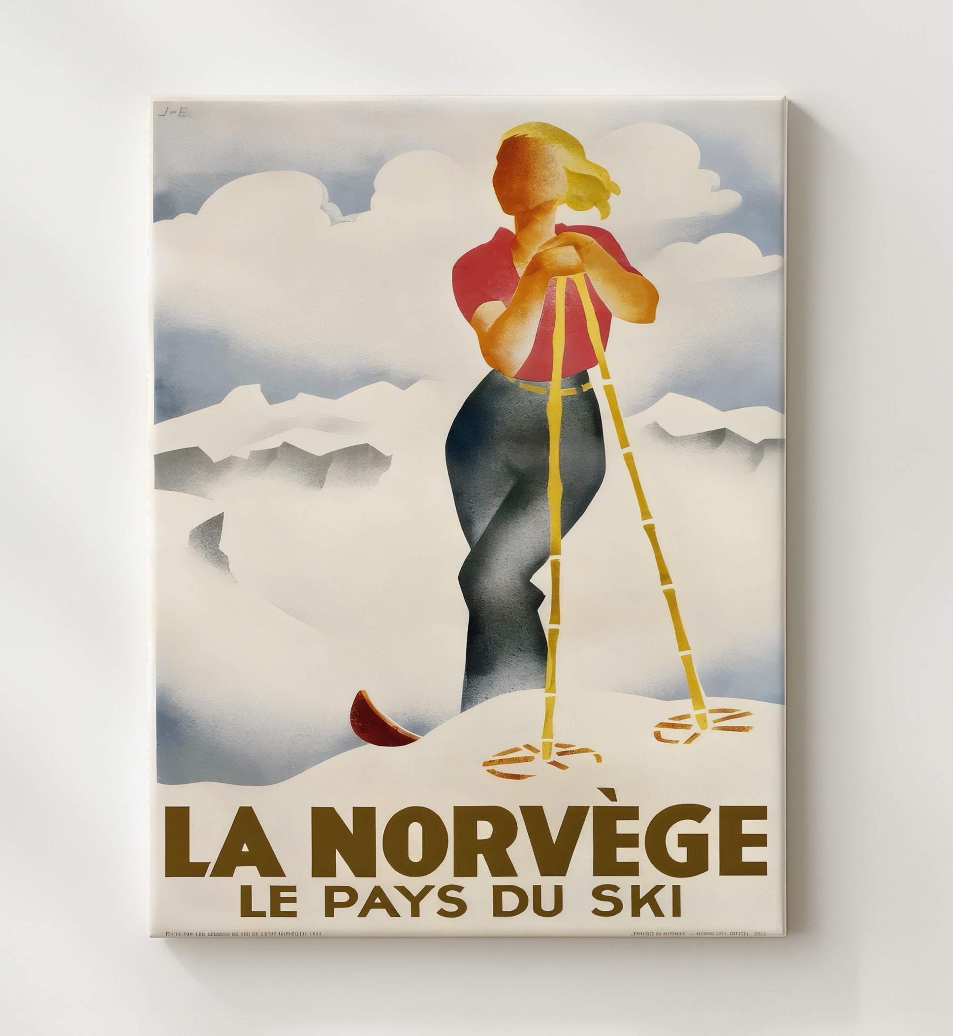Norway Ski Country Vintage Travel Print 20x24 Canvas travel wall art print