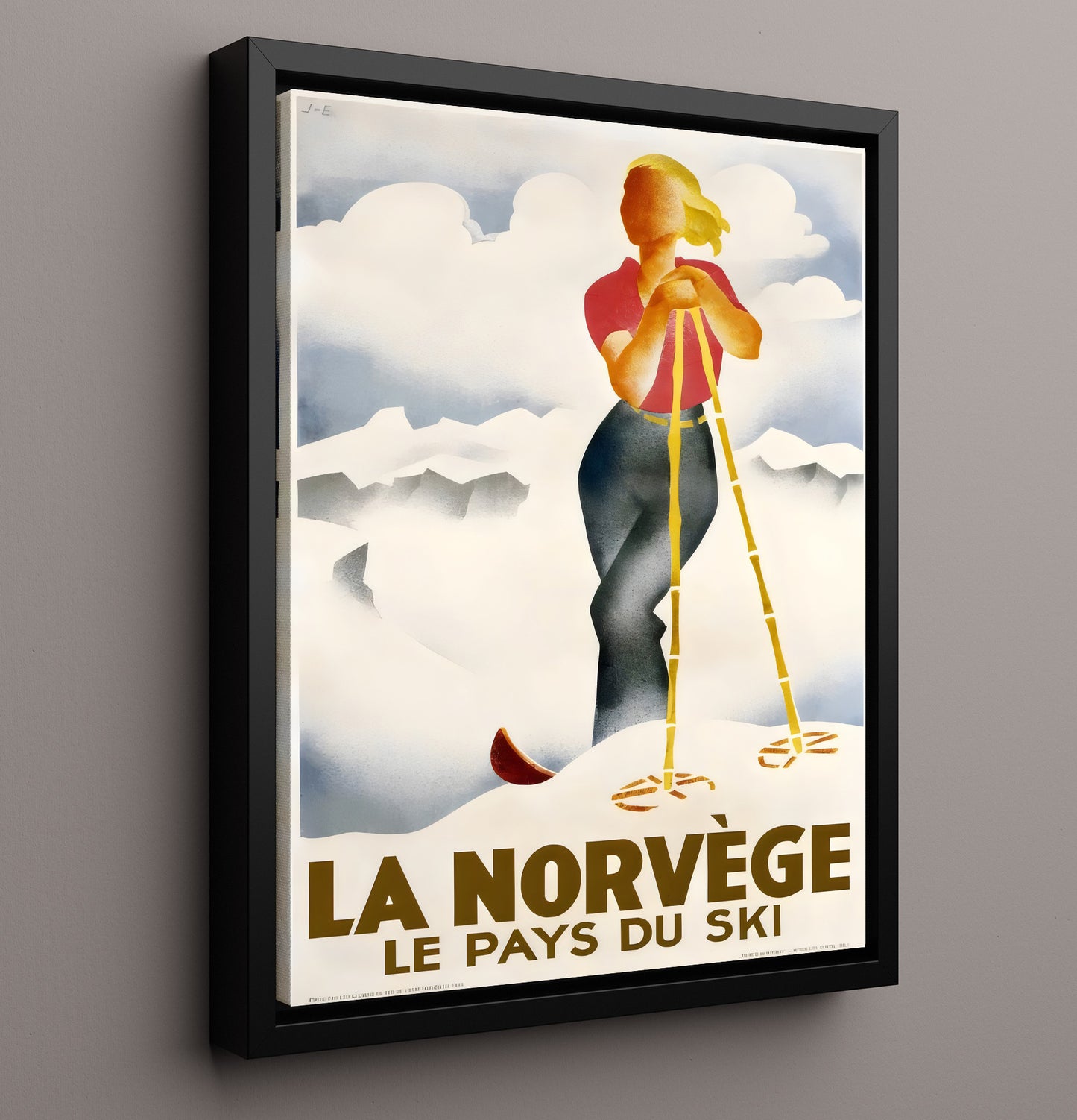 Norway Ski Country Vintage Travel Print 16x20 Framed Canvas travel wall art print
