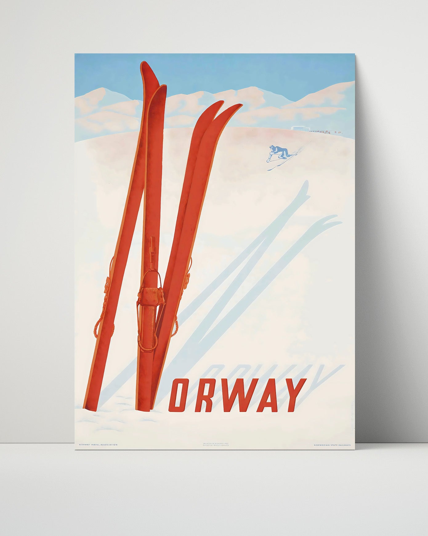 Norway Ski Slopes Vintage Travel Print 16x20 Unframed Print travel wall art print