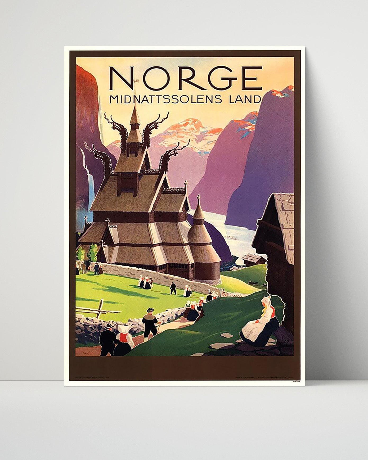 Norway Stave Church Vintage Travel Print 16x20 Unframed Print travel wall art print