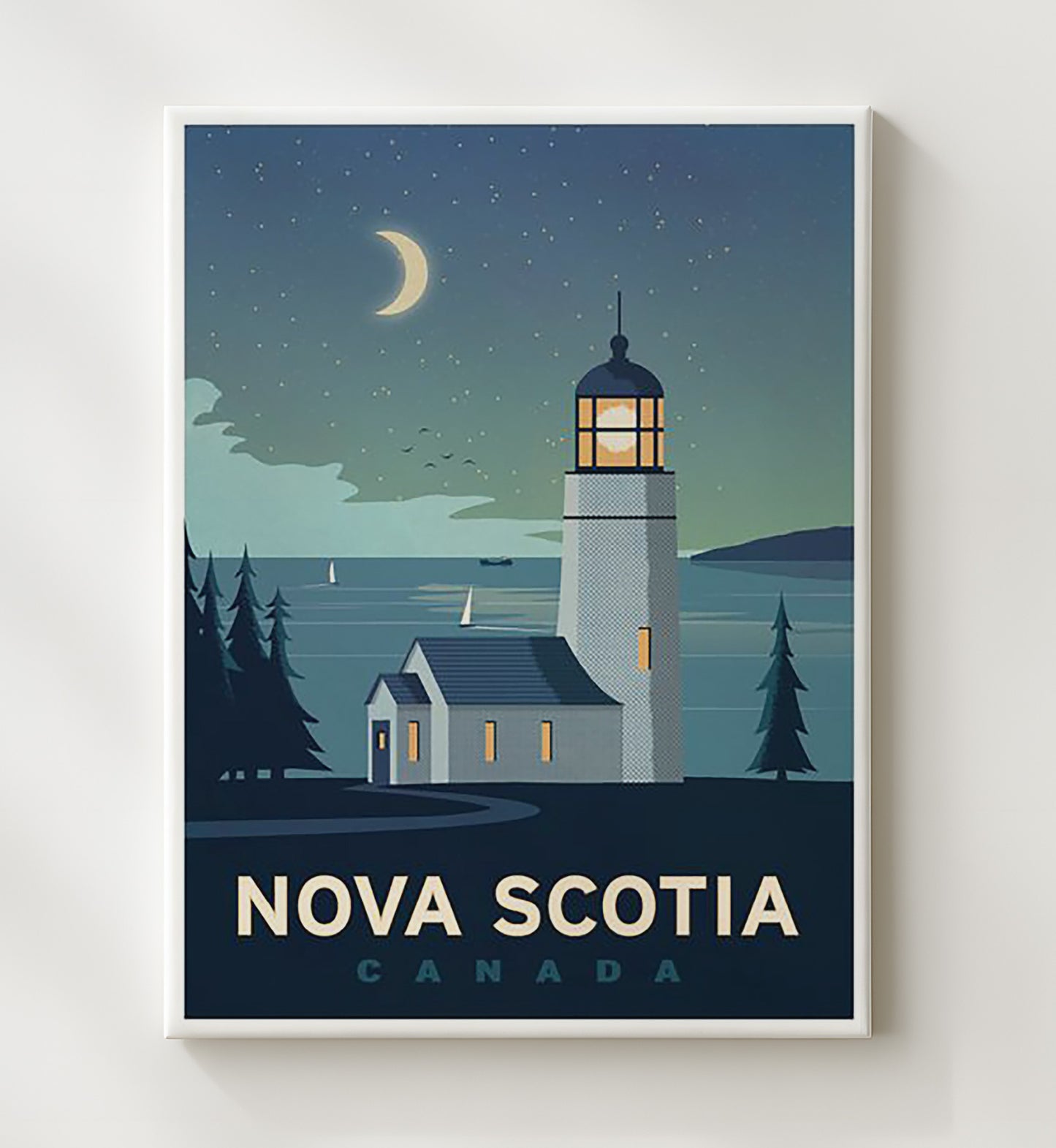 Nova Scotia Lighthouse Vintage Travel Print 20x24 Canvas travel wall art print