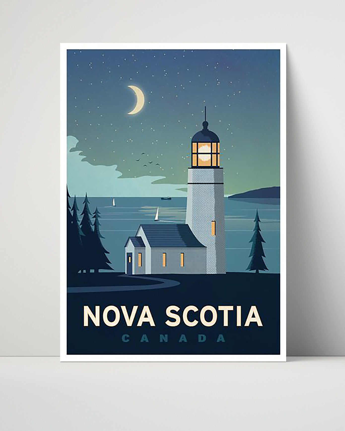 Nova Scotia Lighthouse Vintage Travel Print 16x20 Unframed Print travel wall art print