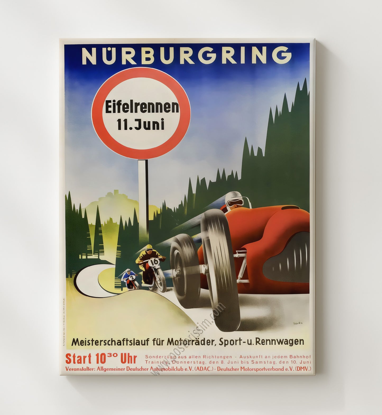 Nurburgring Eifelrennen 11 Juni Vintage Travel Print 20x24 Canvas travel wall art print