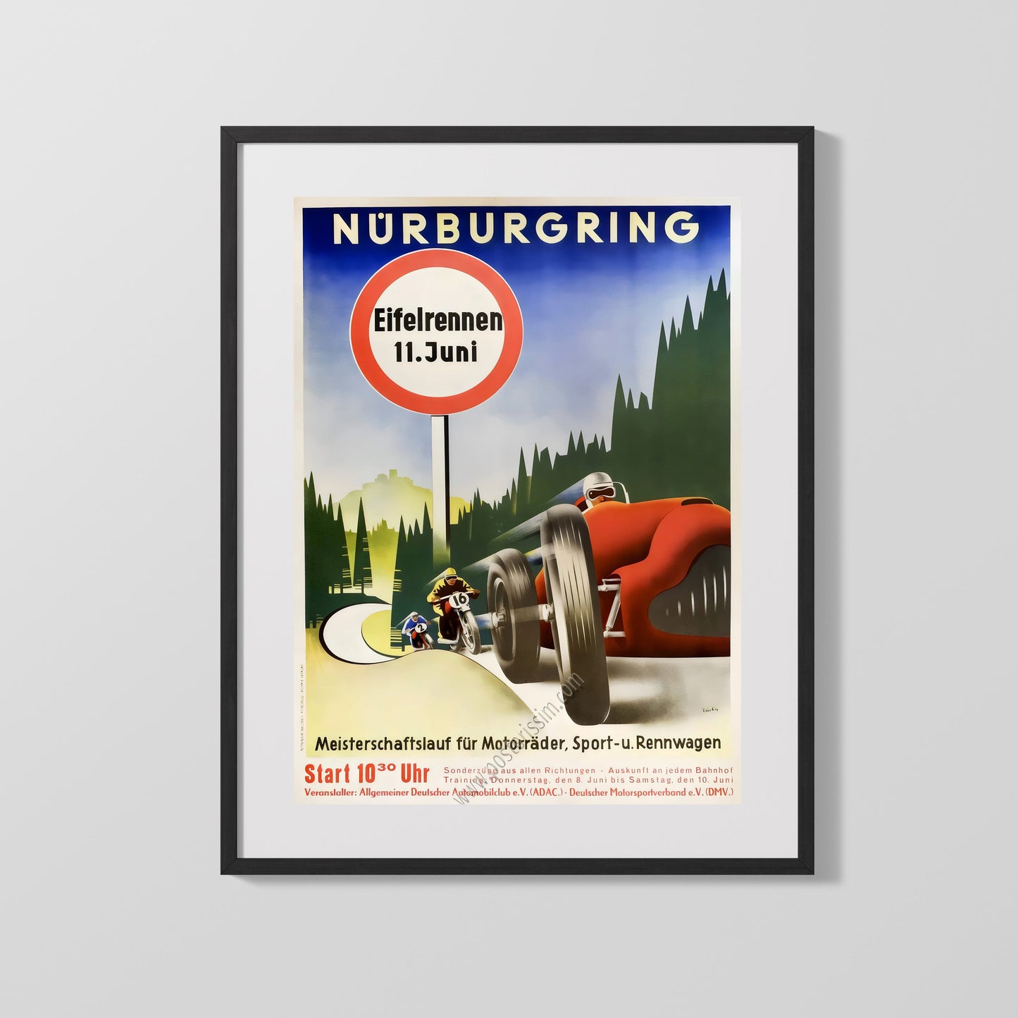 Classic Travel Poster - Nurburgring - Eifelrennen 11 Juni