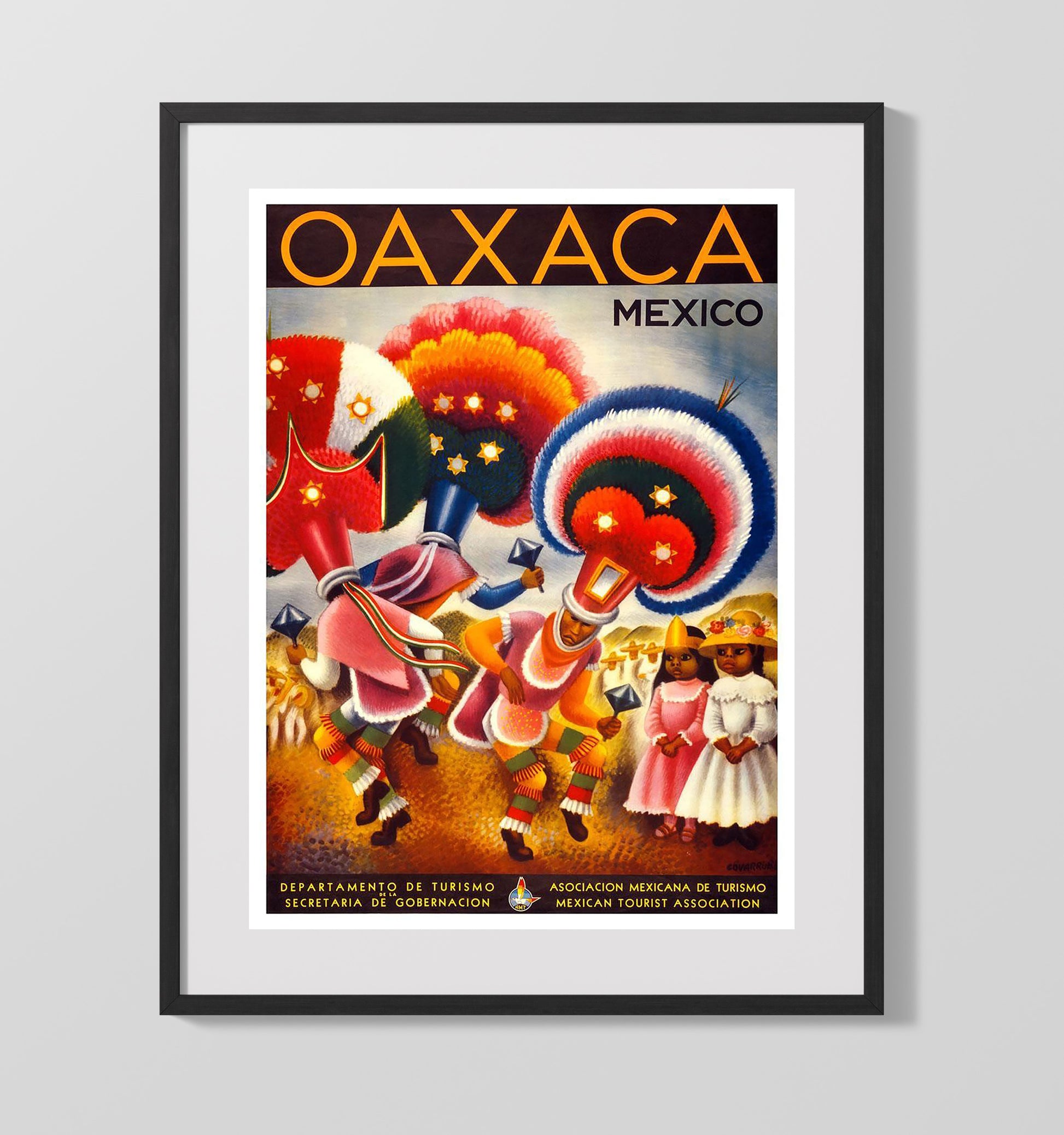 Oaxaca Mexico Vintage Travel Print 16x20 Gallery Frame travel wall art print