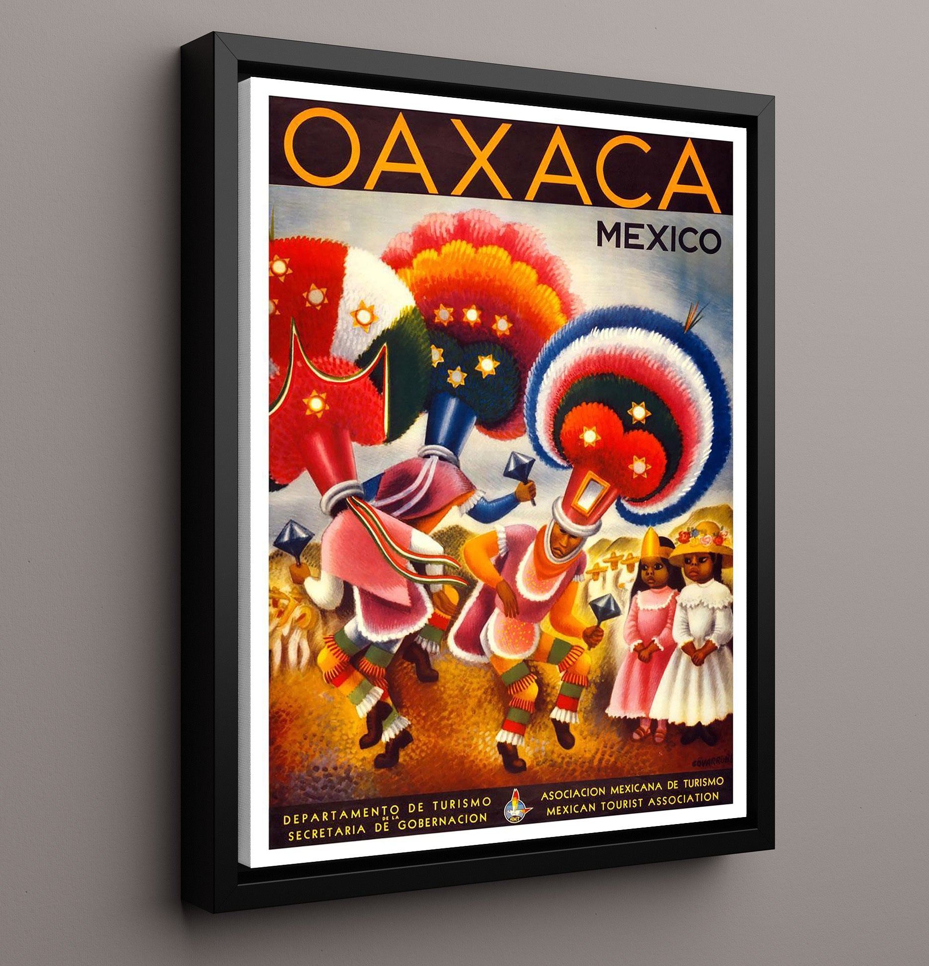 Oaxaca Mexico Vintage Travel Print 16x20 Framed Canvas travel wall art print