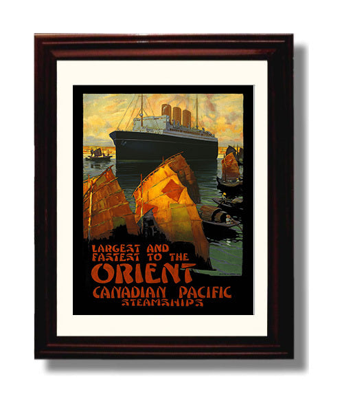 Orient Canadian Pacific Steamships Vintage Travel Print 8x10 Beveled Frame travel wall art print