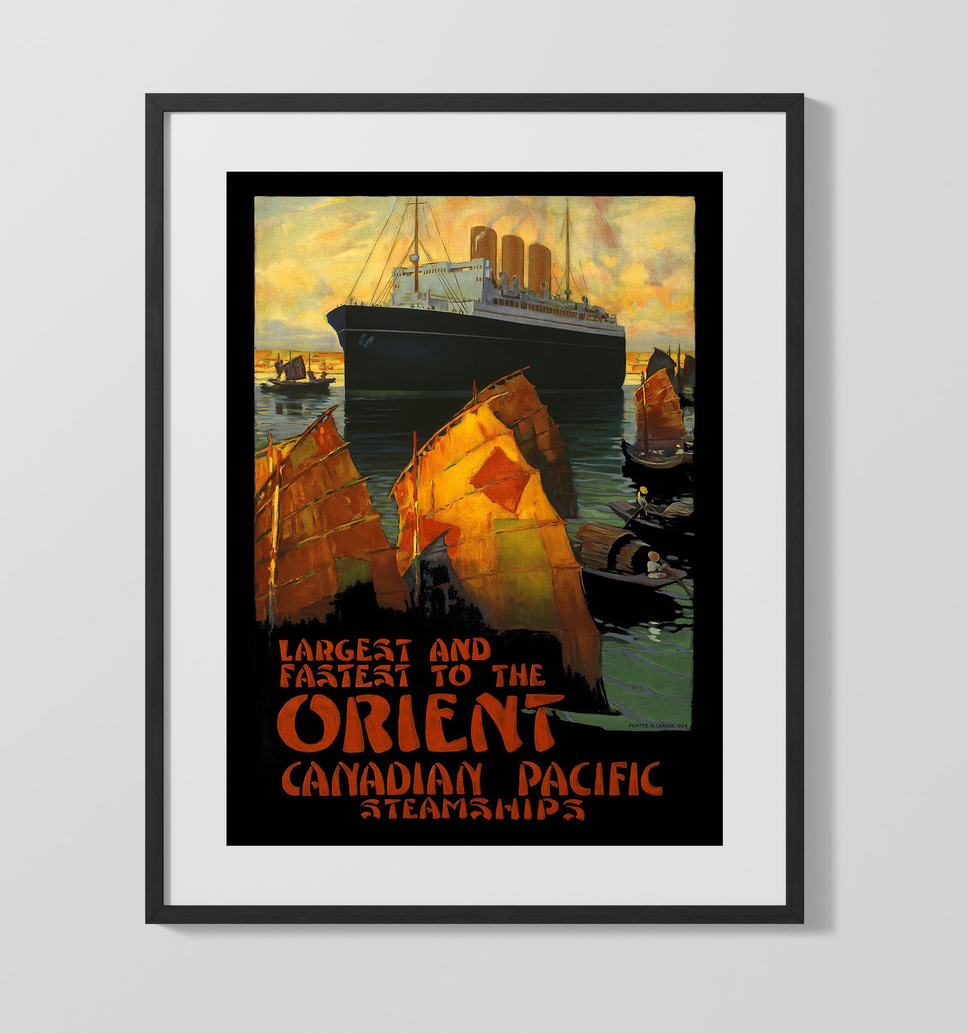 Orient Canadian Pacific Steamships Vintage Travel Print 16x20 Gallery Frame travel wall art print
