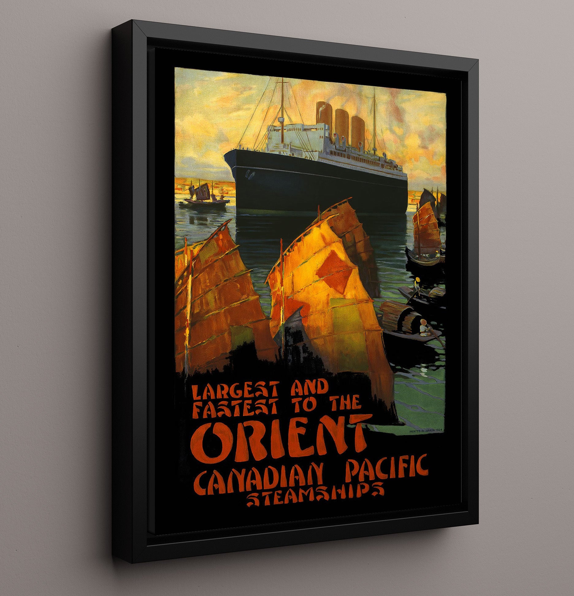 Orient Canadian Pacific Steamships Vintage Travel Print 16x20 Framed Canvas travel wall art print